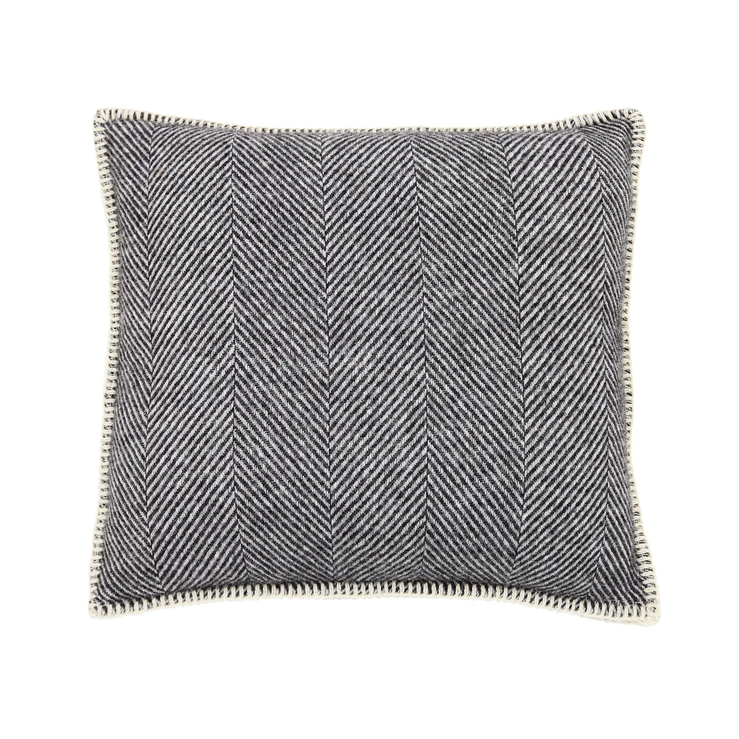 Square Cushion with Herringbone - Storm Grey, Wool