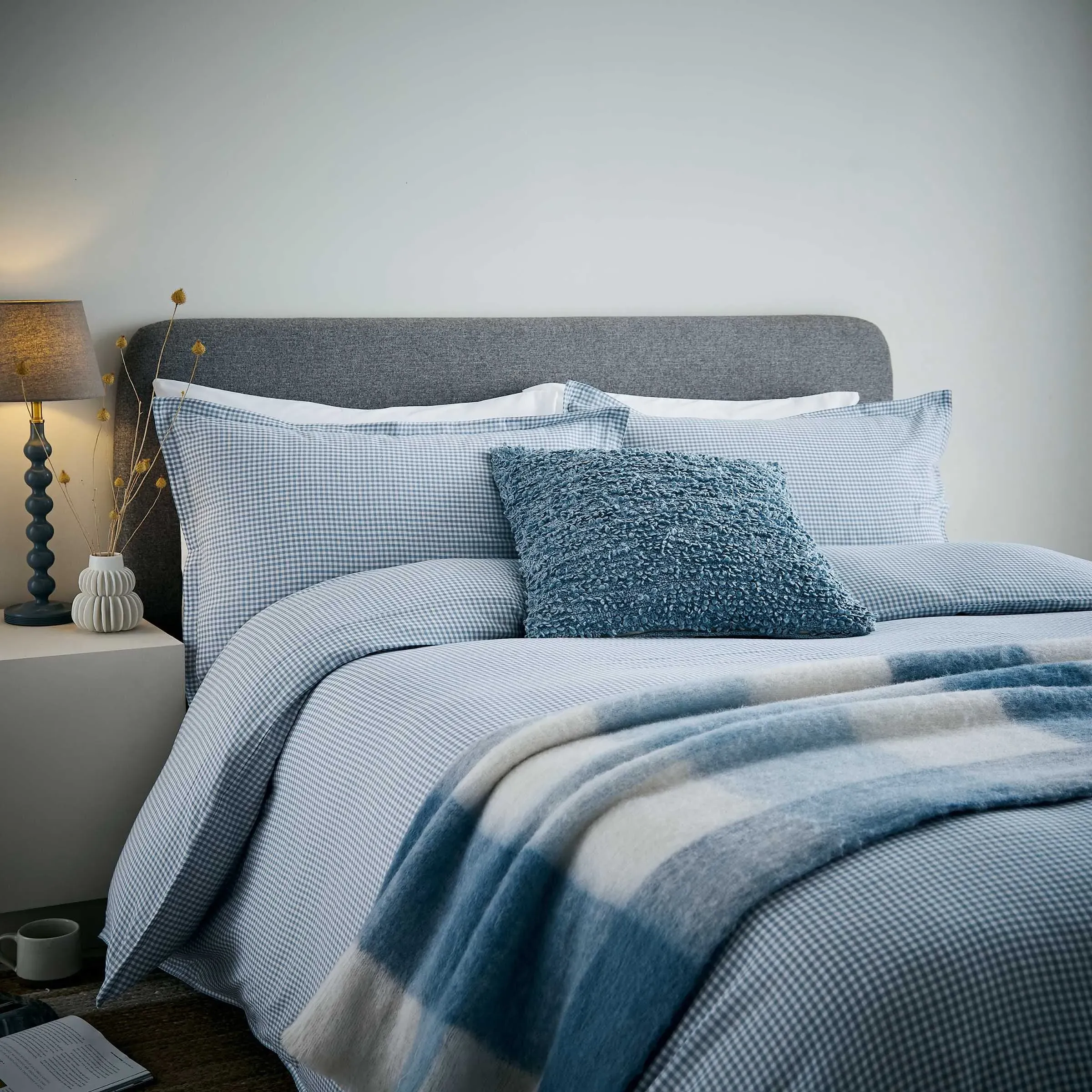 Square Cushion with Textured Weave - Blue