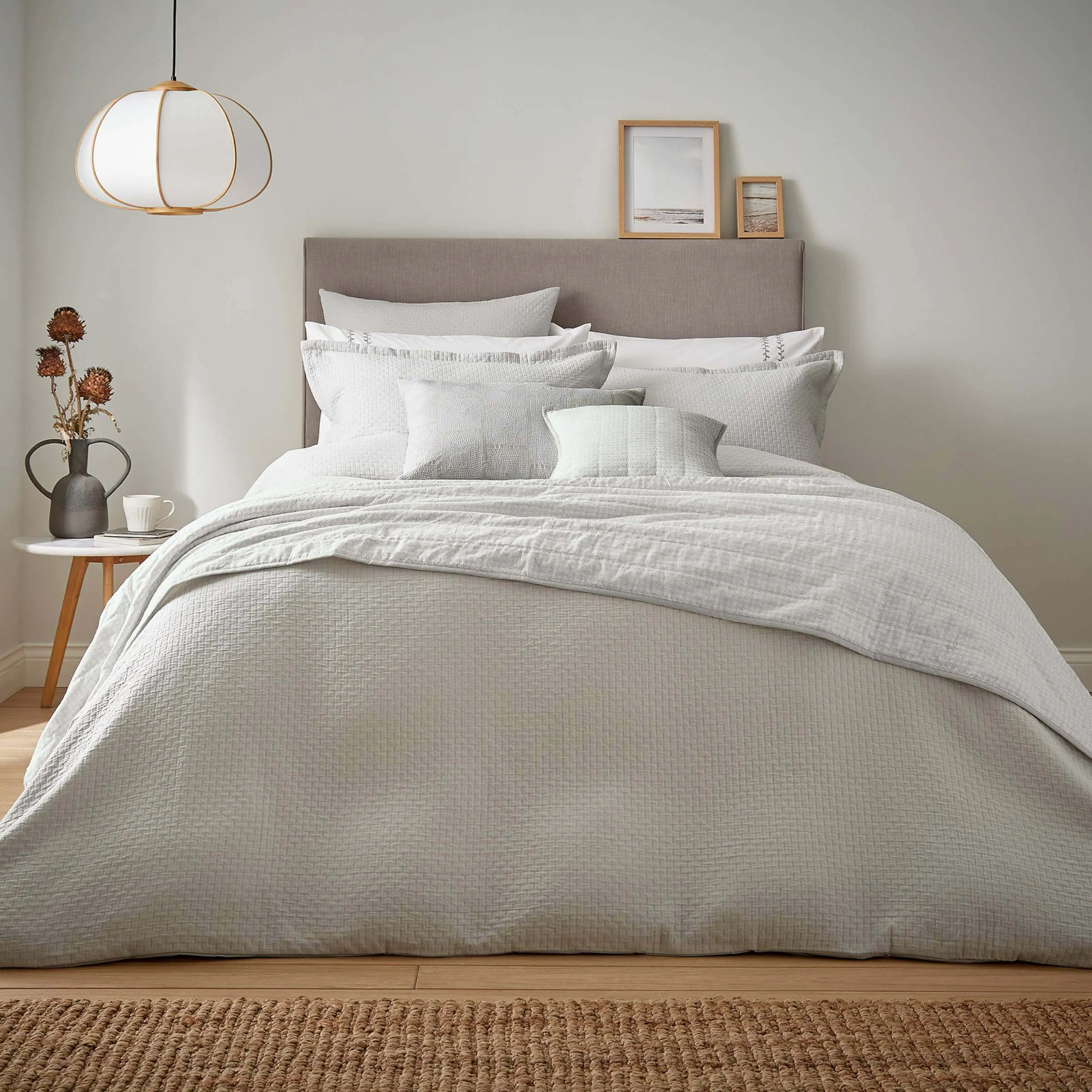 Square Quilted Cushion - Cloud Grey