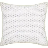 Square Quilted Cushion - Green, Cotton