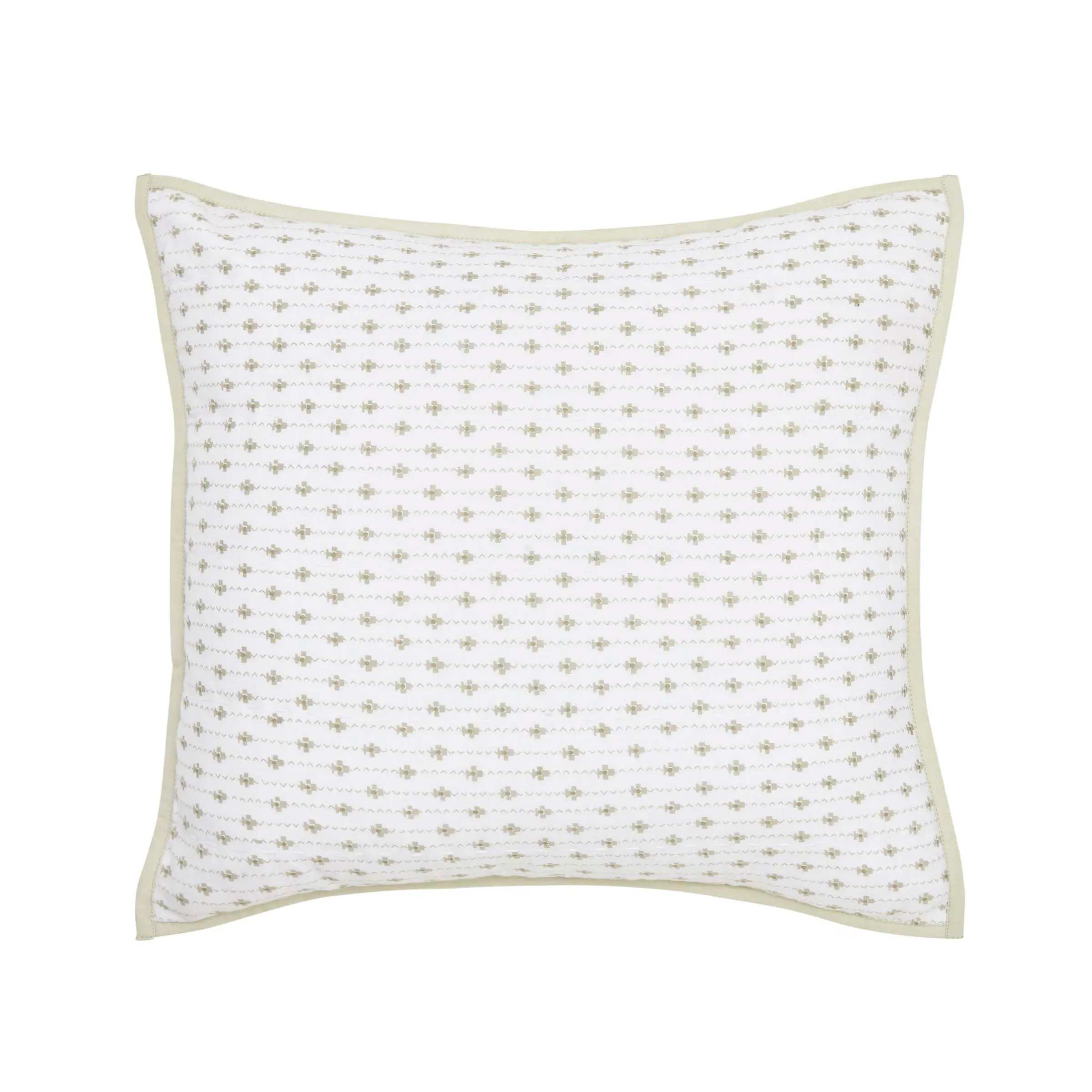 Square Quilted Cushion - Green, Cotton image