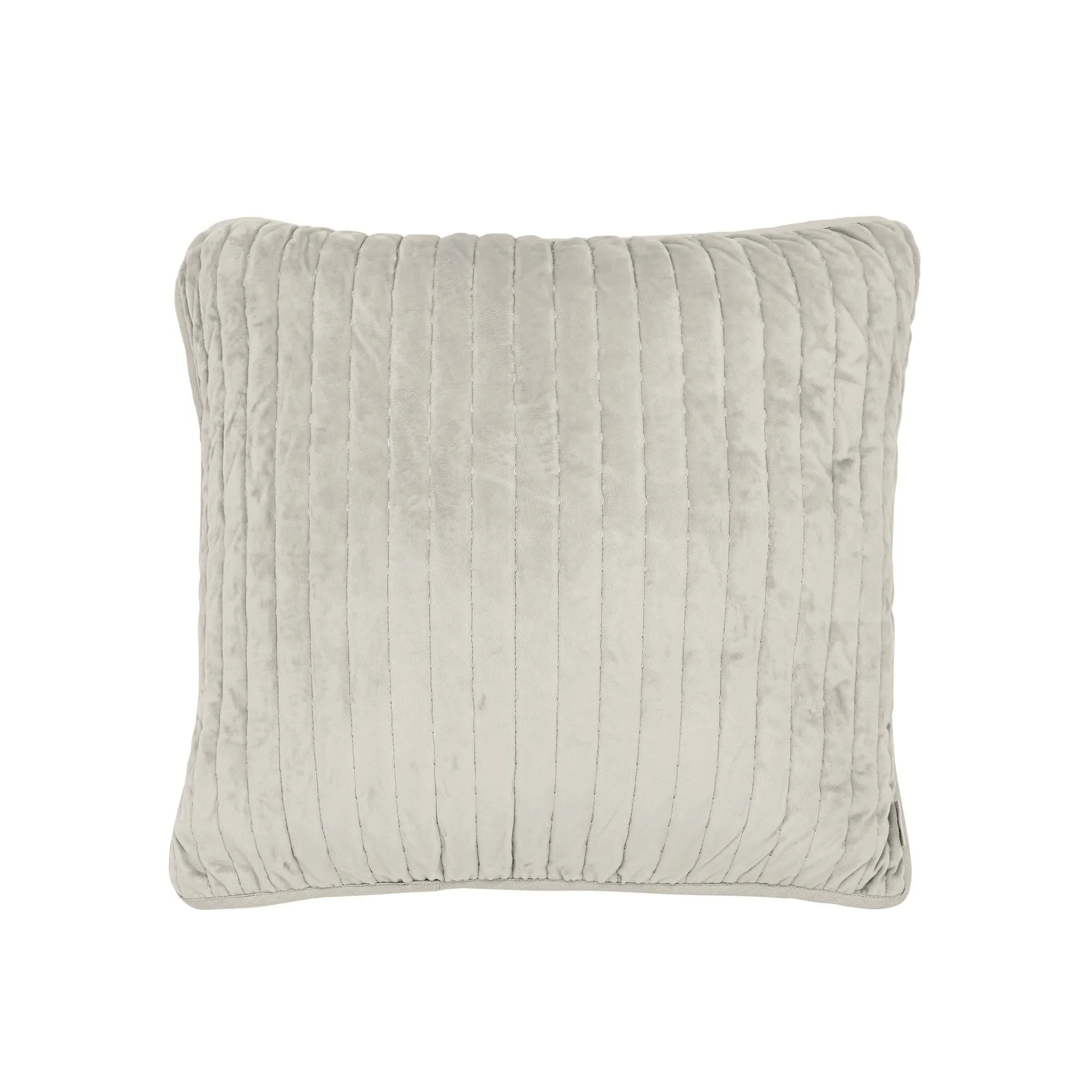 Square Quilted Cushion with Ties - Grey, Velvet image
