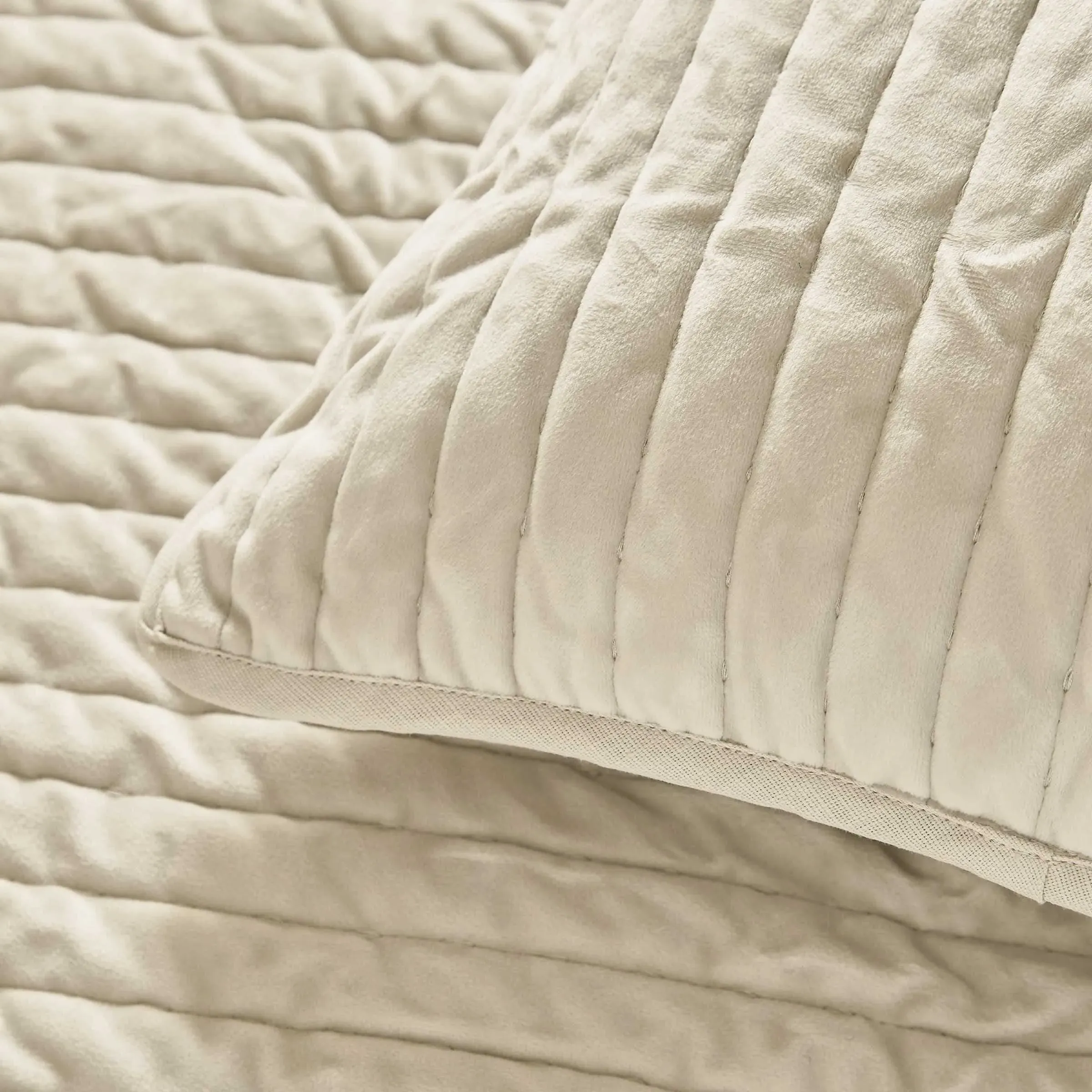 Square Quilted Cushion with Ties - Linen, Velvet