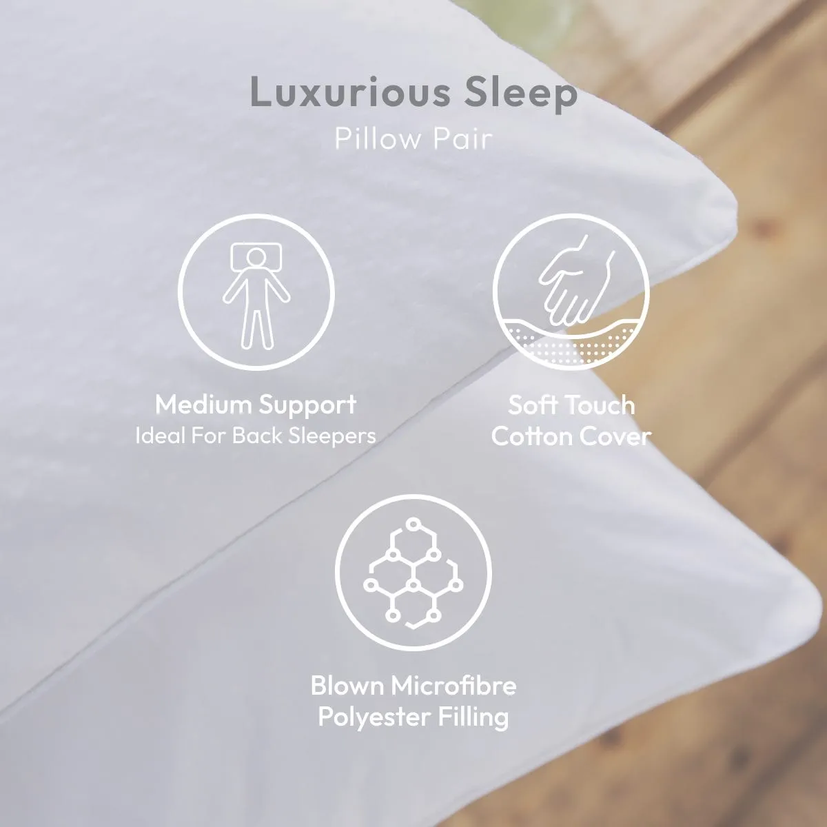 Standard Pillow Pair - White, Cotton alternate view