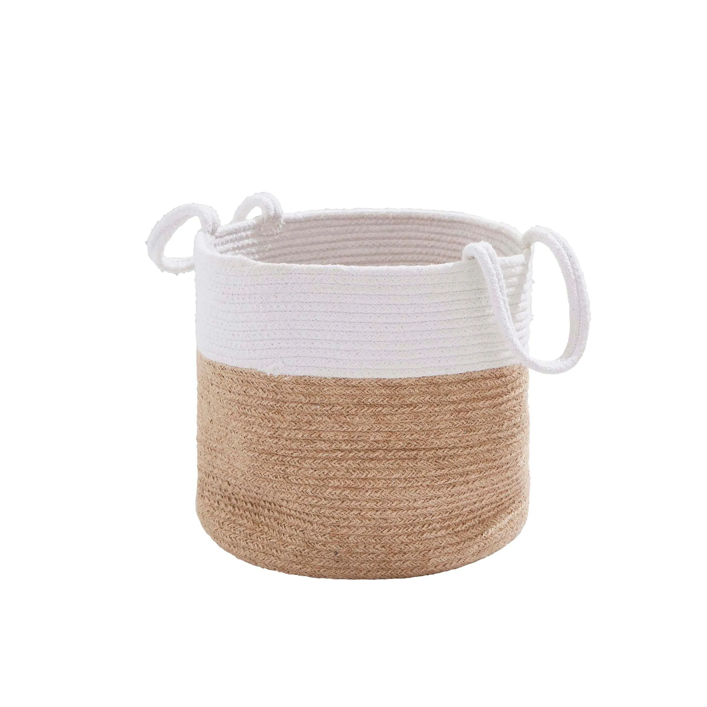 Storage Basket Medium - Natural/White, Rattan & Cotton product