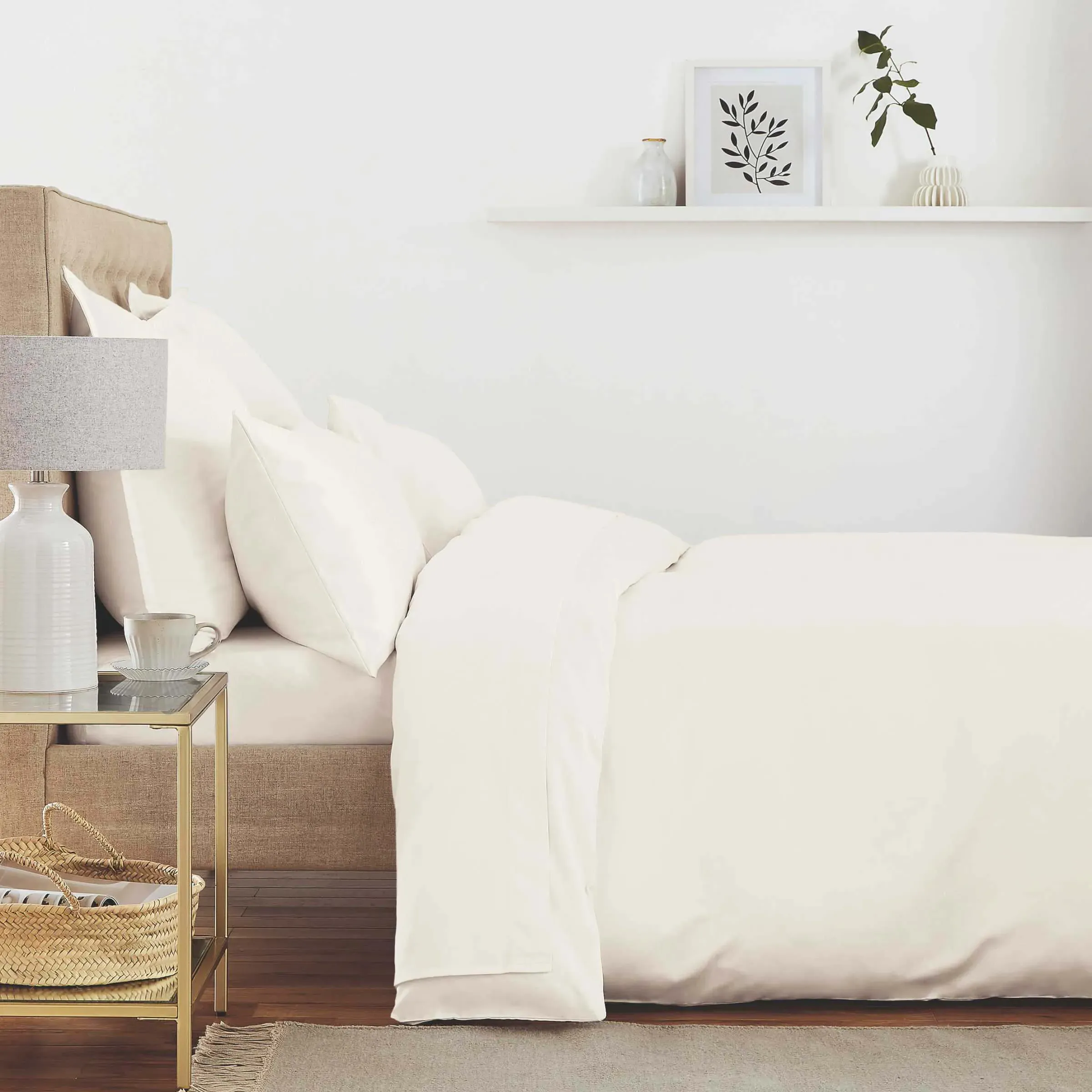 Super King Duvet Cover 500TC - Ivory, Cotton