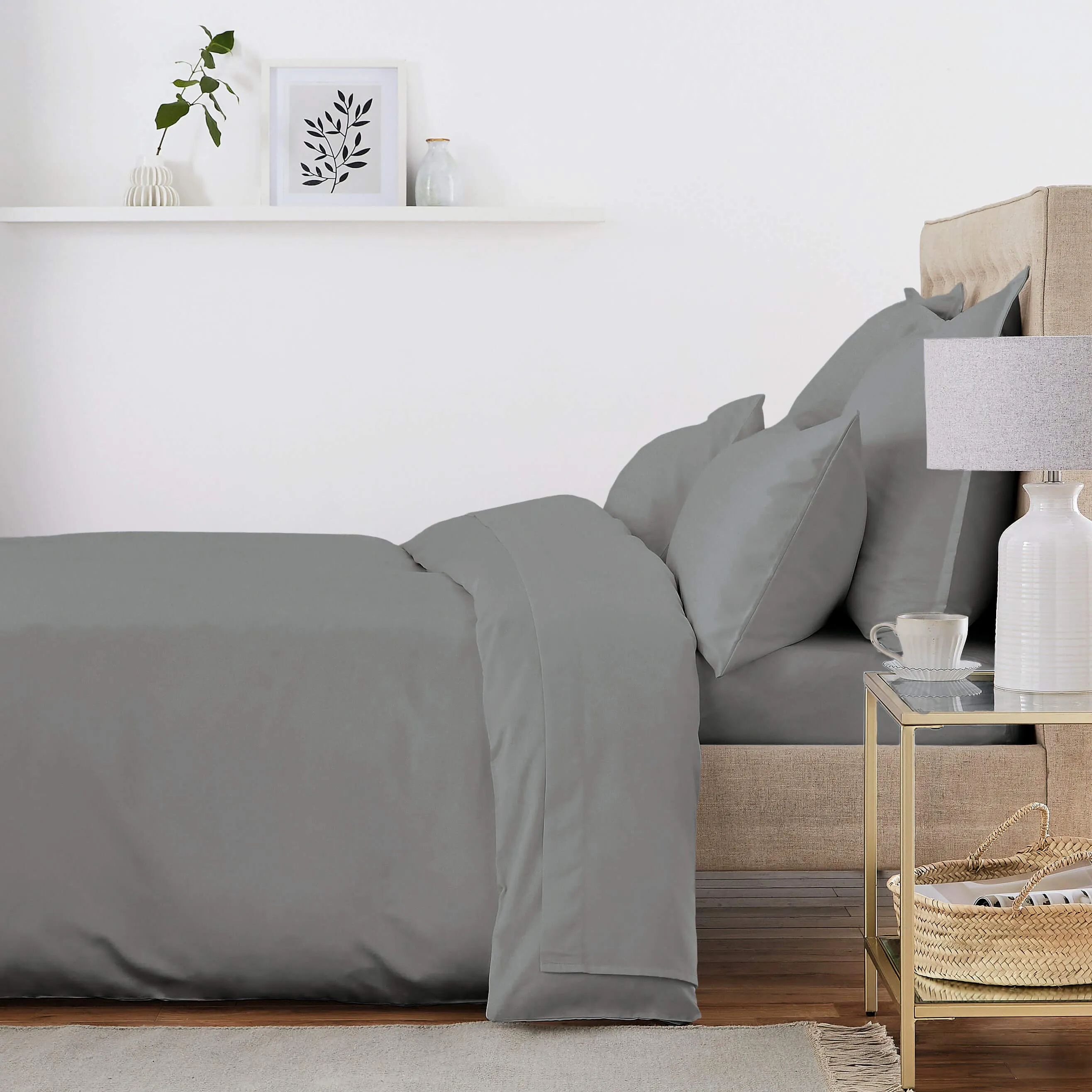 Super King Duvet Cover 500TC - Storm Grey, Cotton