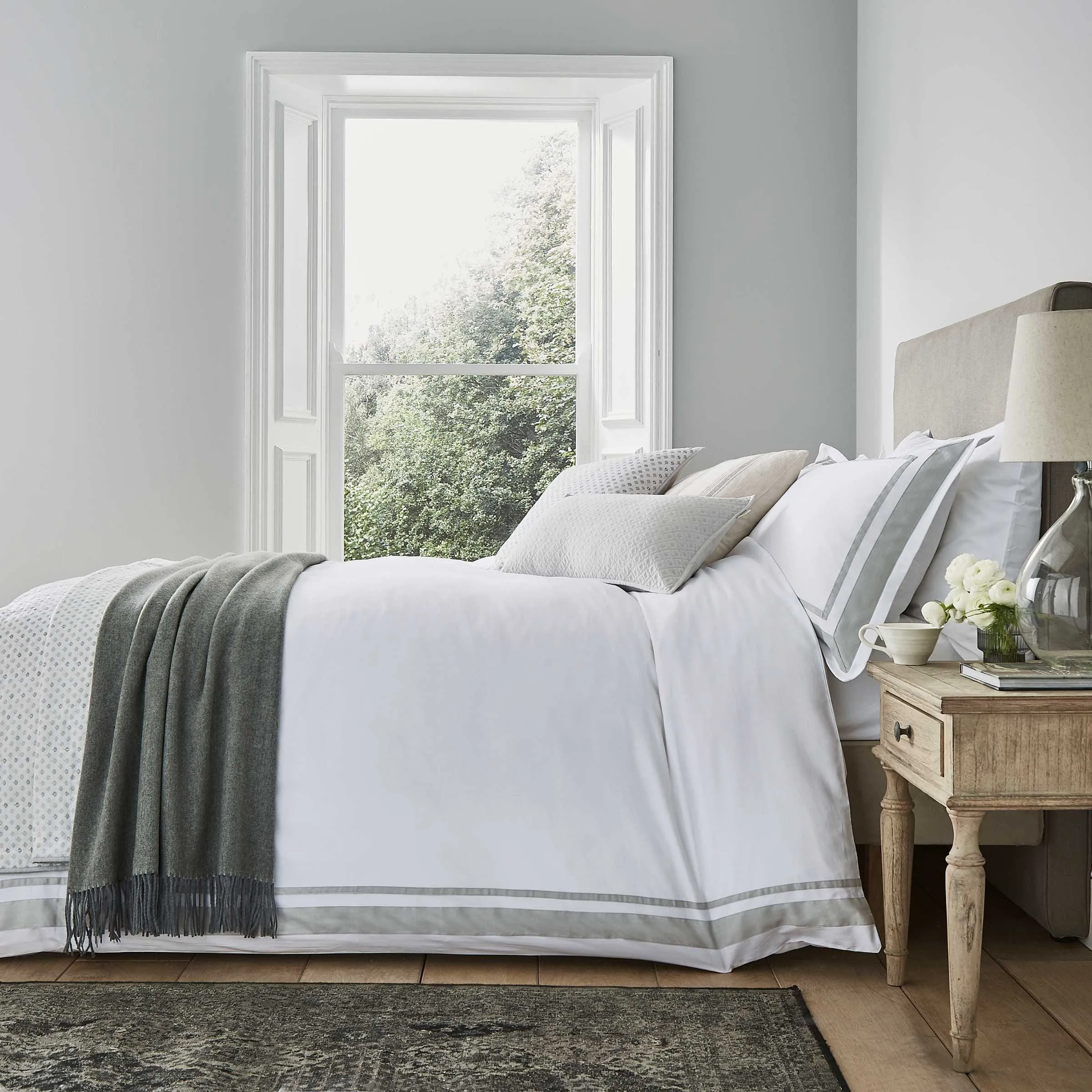 Super King Duvet Cover - Grey, Cotton Sateen