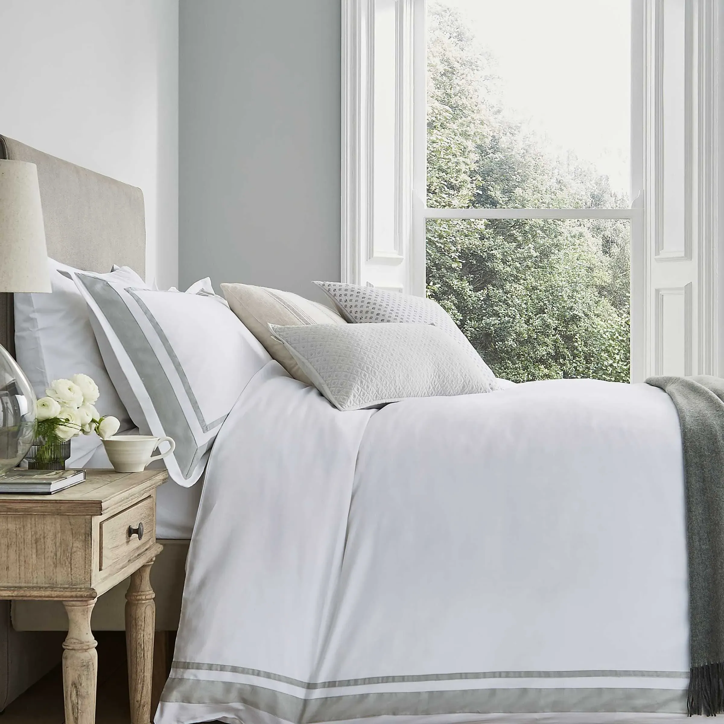 Super King Duvet Cover - Grey, Cotton Sateen