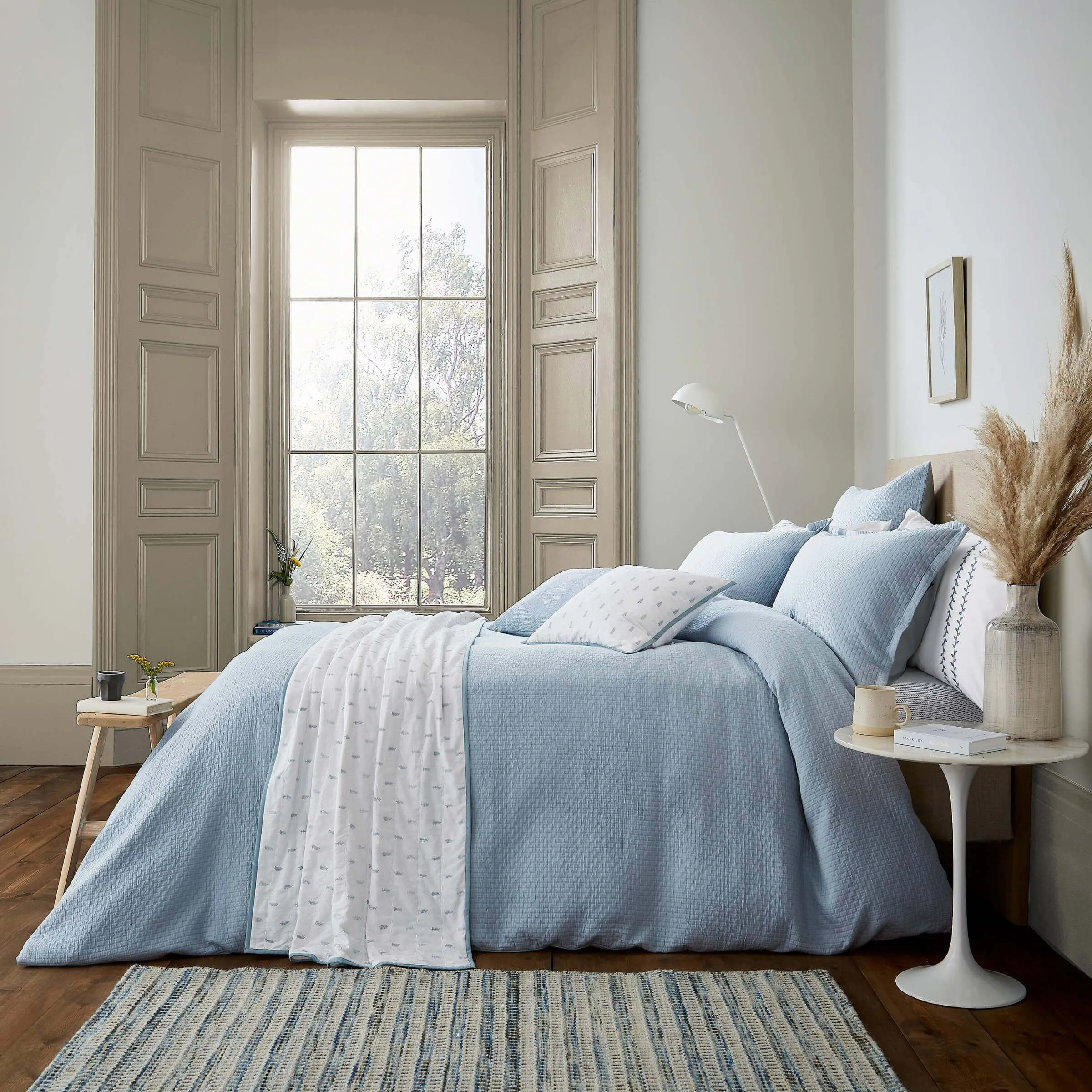 Super King Duvet Cover Matelassé - Blue, Cotton