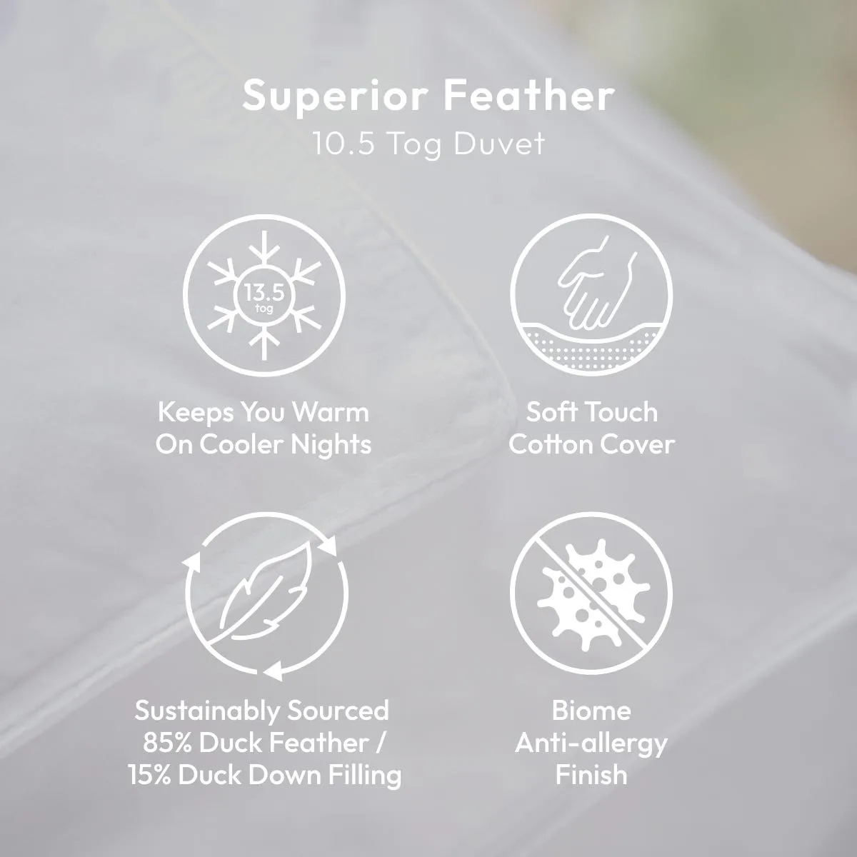 Superior Feather Single Duvet 13.5 Tog - White alternate view