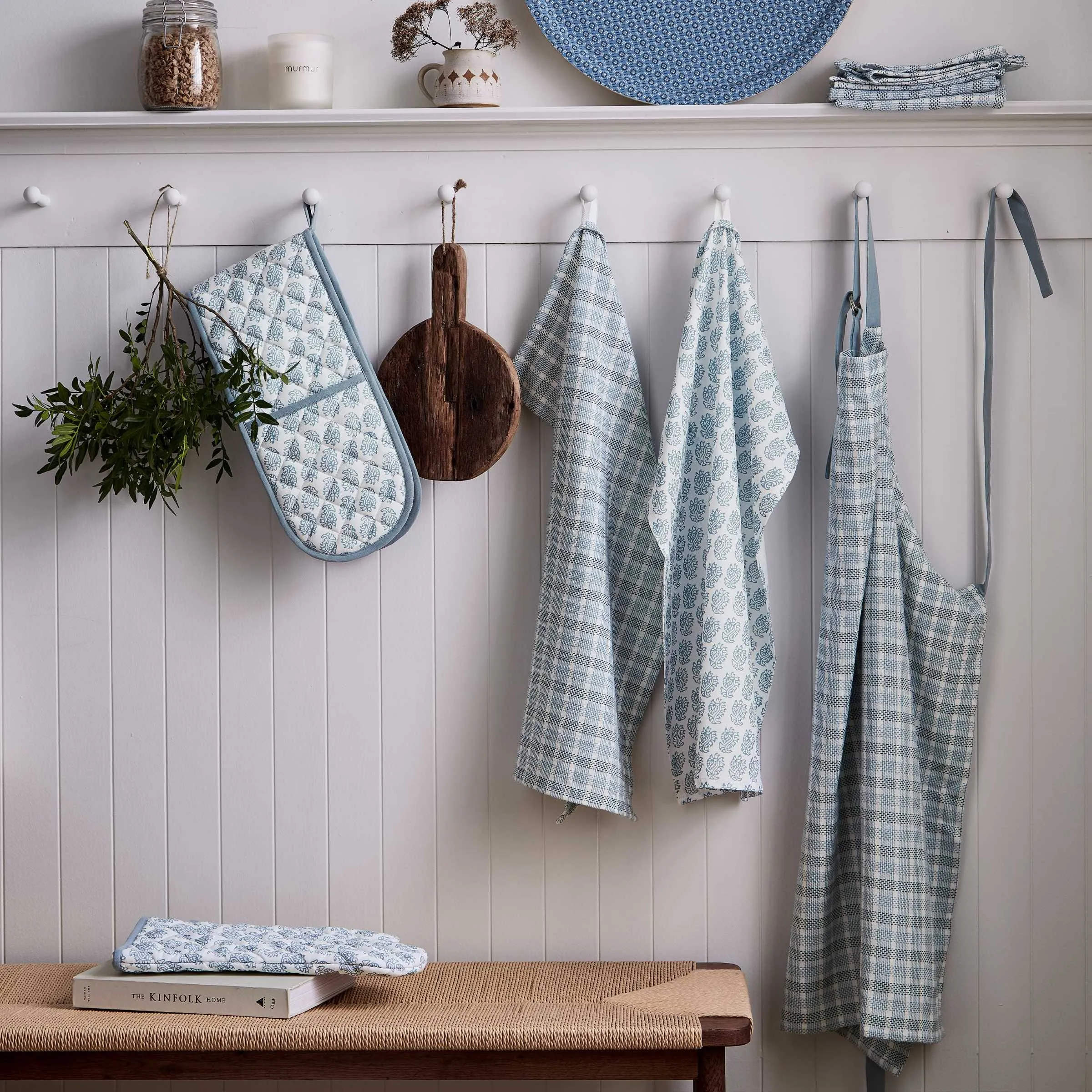 Table Runner with Check Pattern - Blue, Cotton