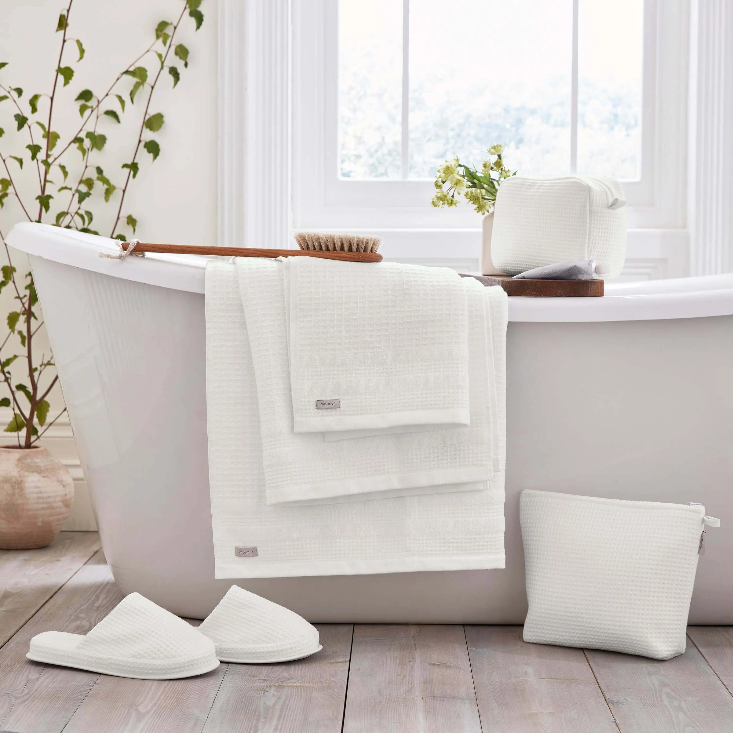 Waffle Hand Towel - White, Cotton