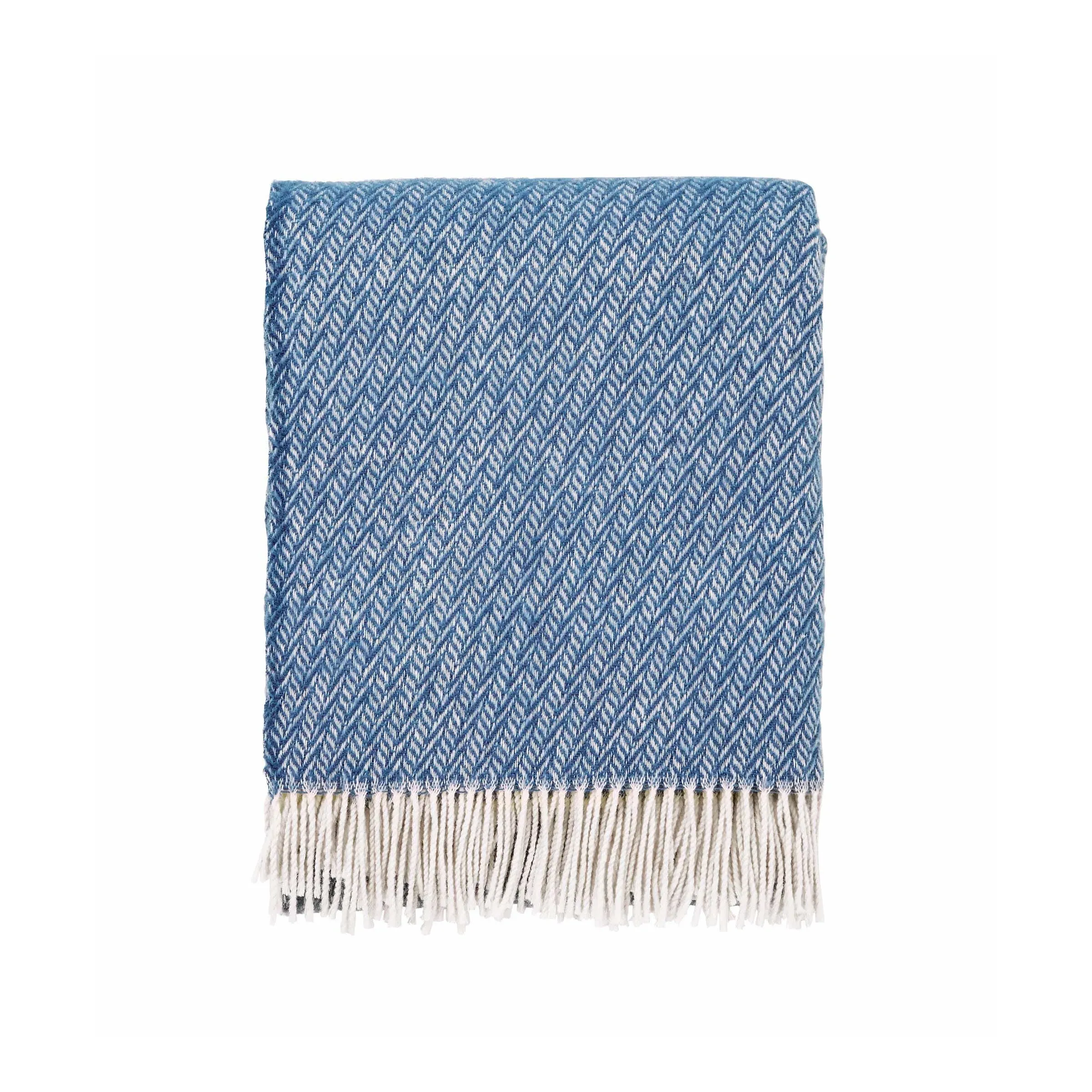 Wool Throw with Fringe - Blue, New Zealand Wool image