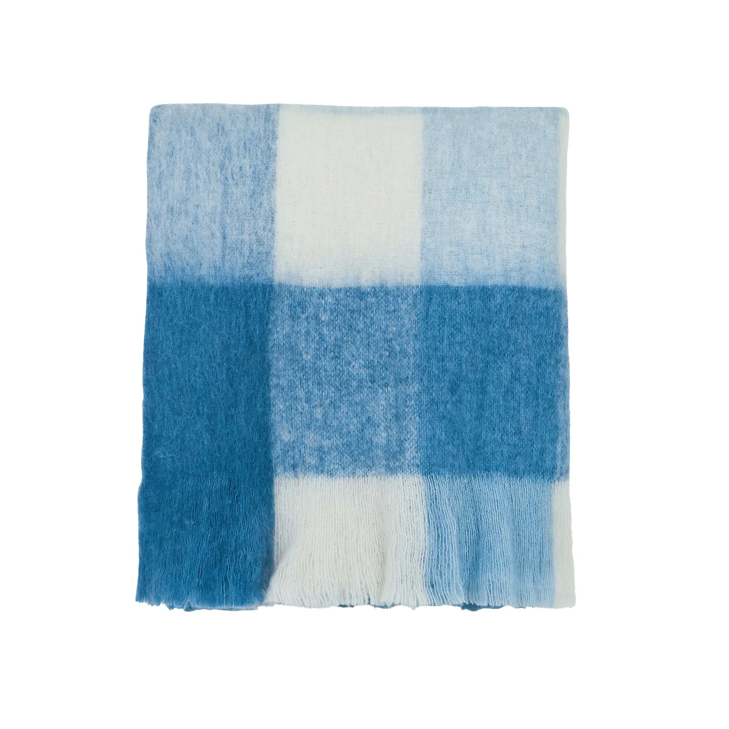Woven Throw with Fringe - Blue, Wool Blend image