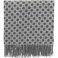 Woven Throw with Fringe Detail - Grey, Wool