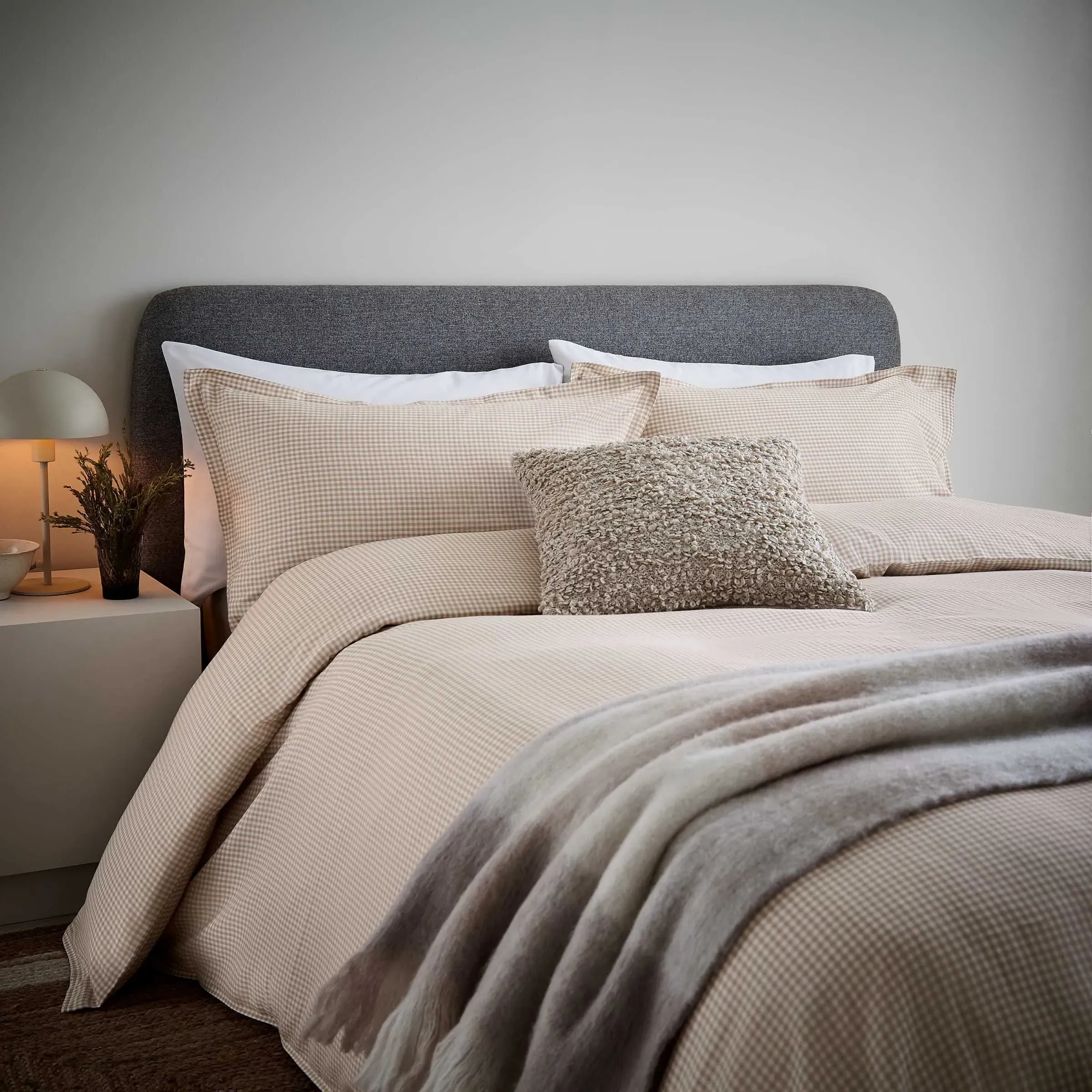 Woven Throw with Fringe - Linen, Wool Blend