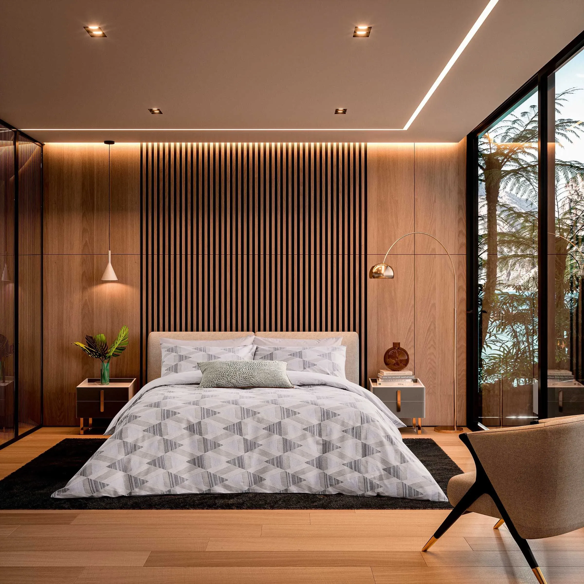 Double Duvet Cover Set Diamond Print - Stone, Cotton