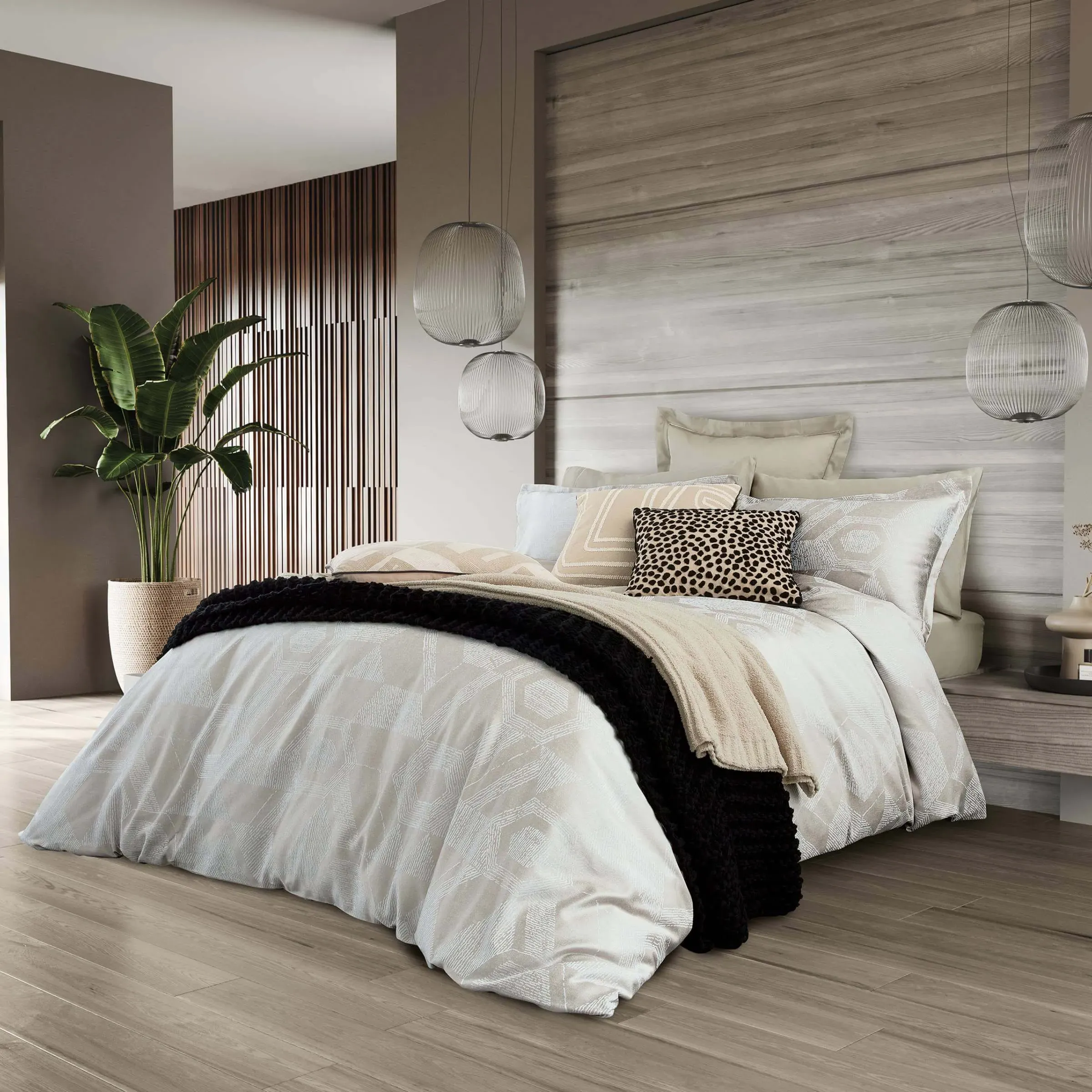 Double Duvet Cover with Jacquard - Linen