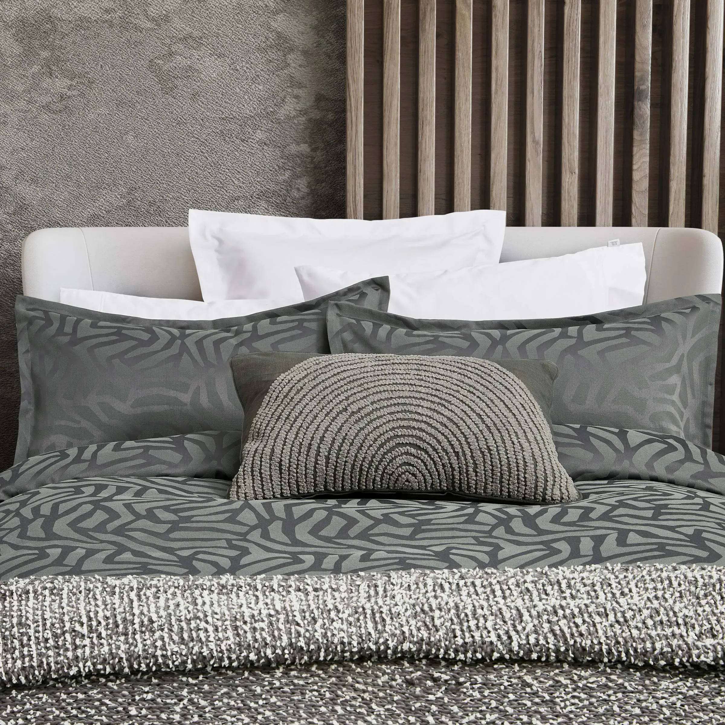 King Size Duvet Cover Set - Charcoal, Cotton