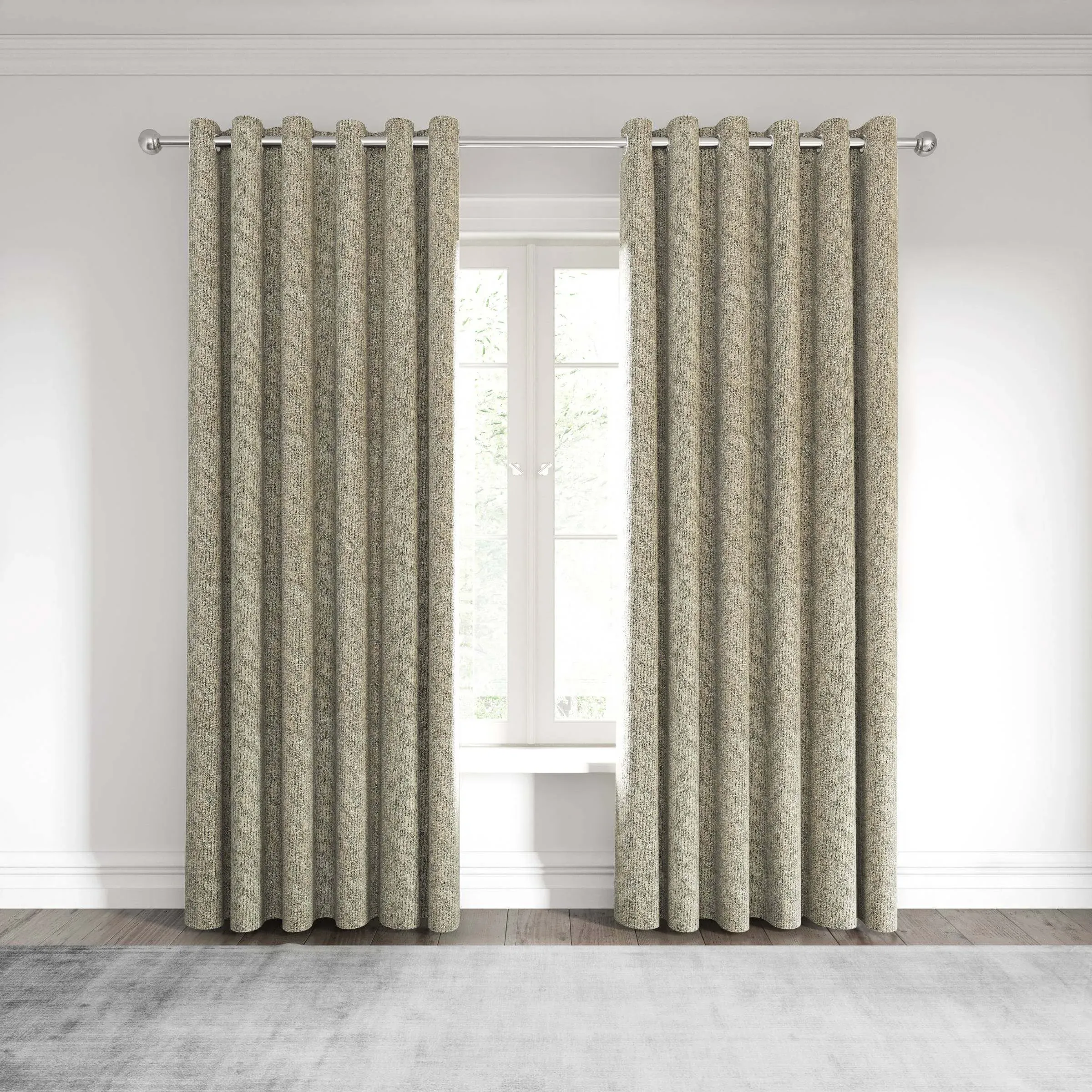 Lined Curtains with Eyelet Header - Linen, Polyester
