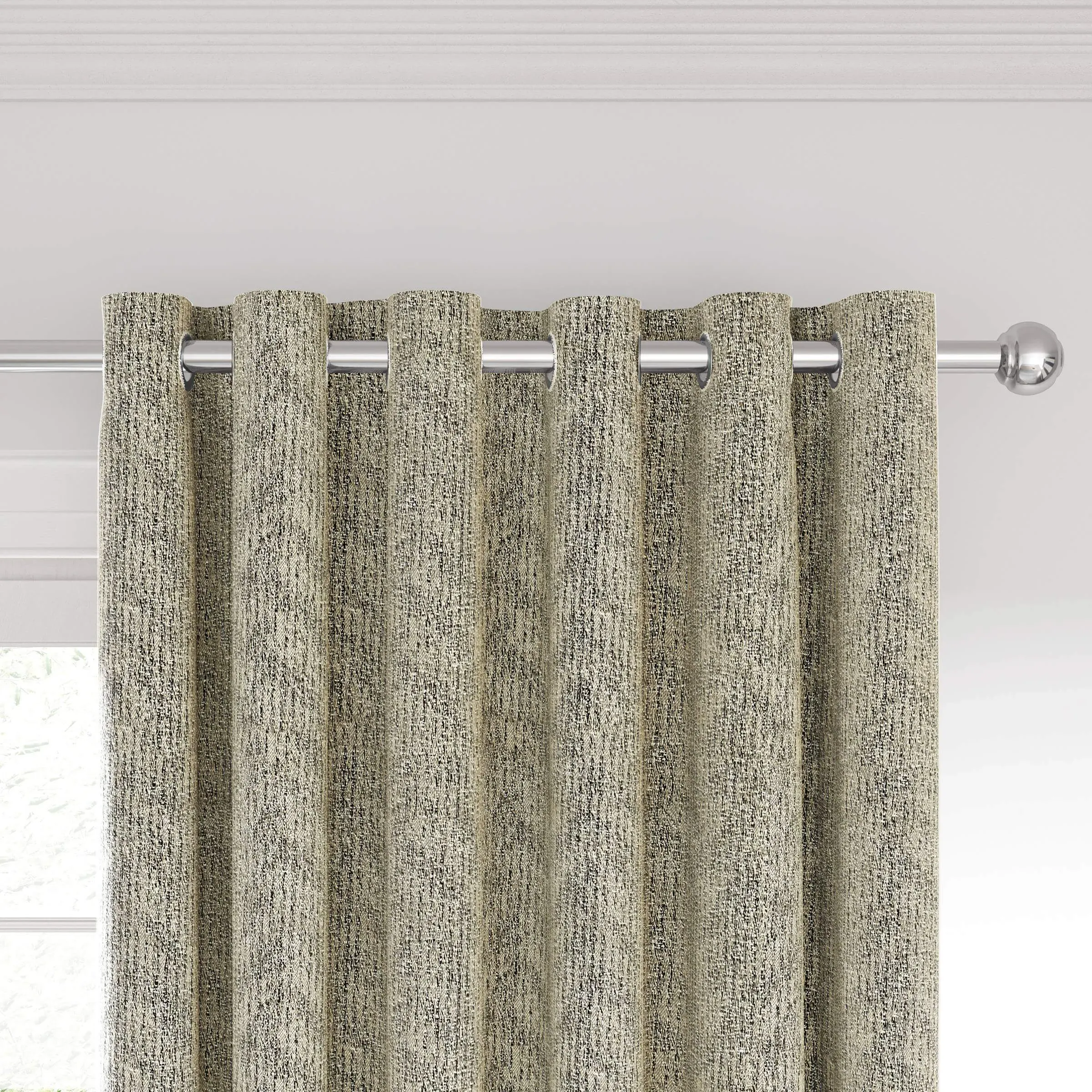 Lined Curtains with Eyelet Header - Linen, Polyester