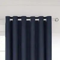 Lined Curtains with Eyelets - Blue, Polyester
