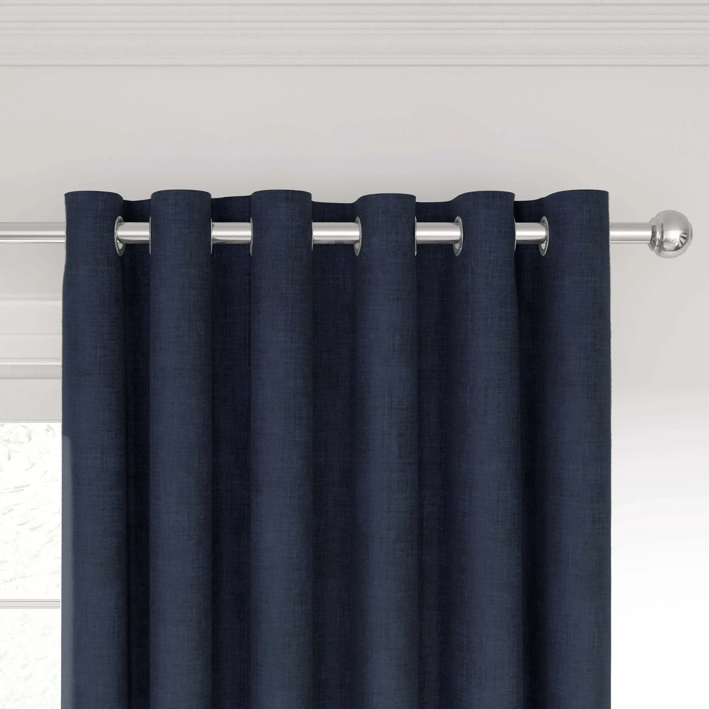 Lined Curtains with Eyelets - Blue, Polyester image