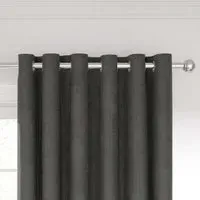 Lined Curtains with Eyelets - Charcoal, Polyester