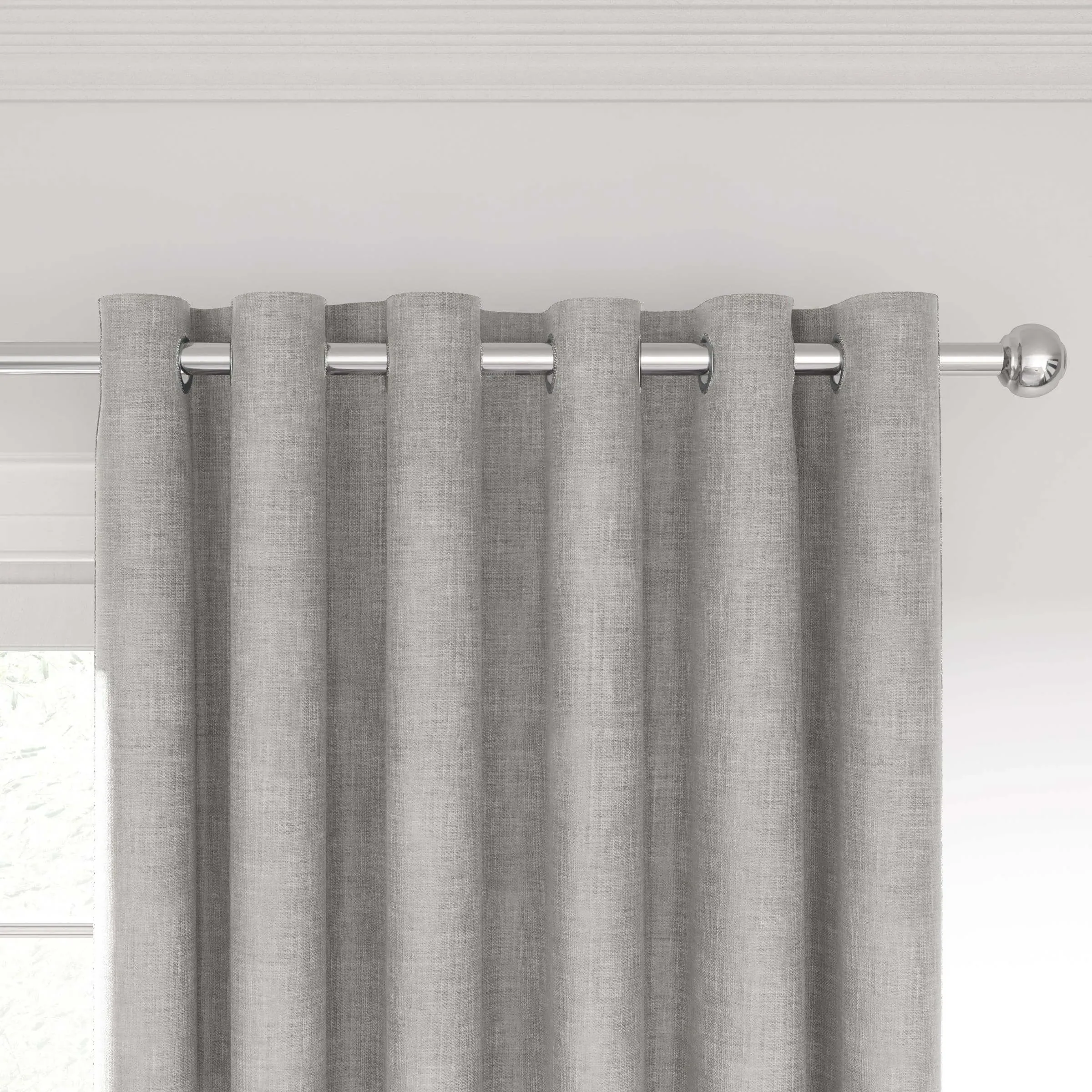 Lined Curtains with Eyelets - Silver, Polyester