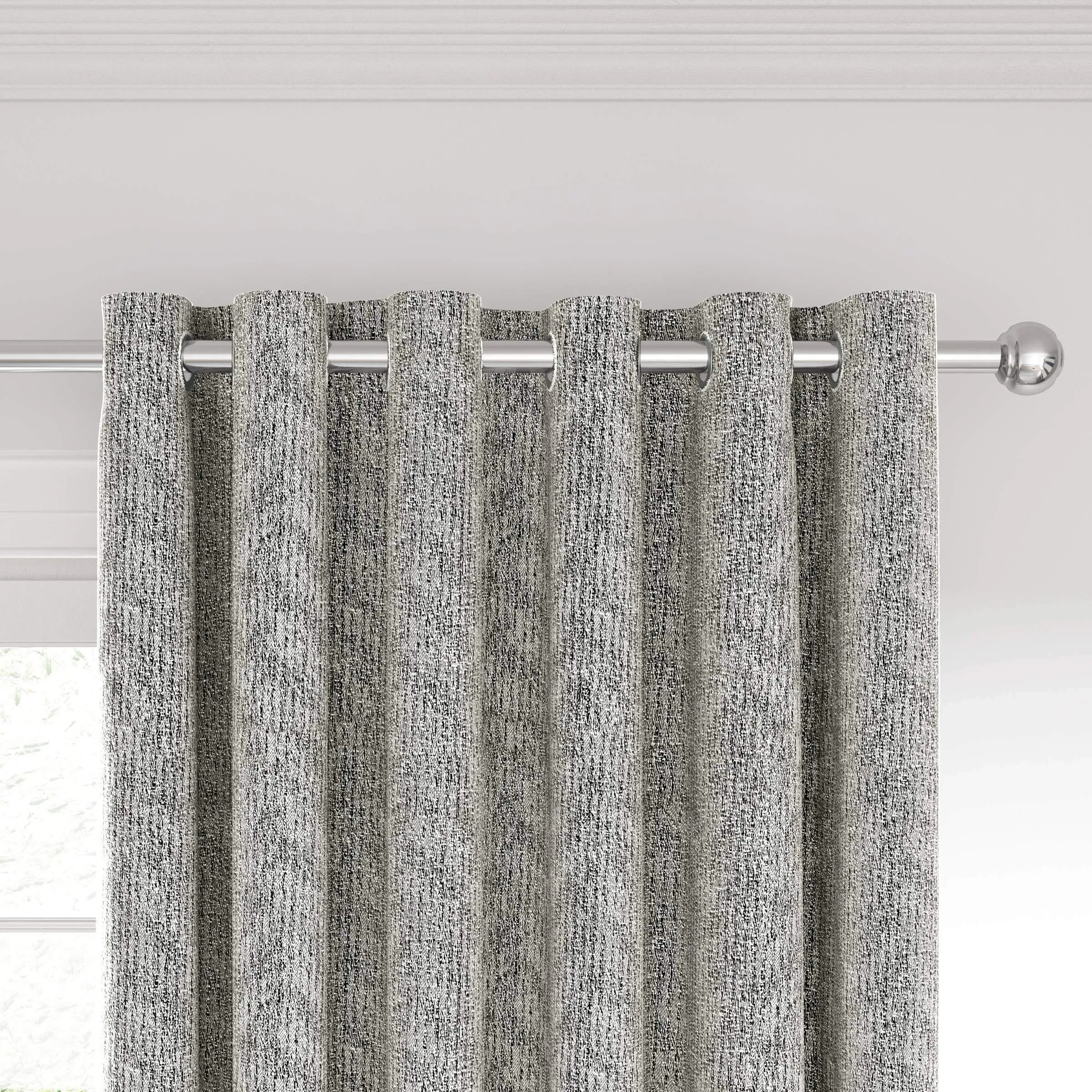 Lined Curtains with Eyelets - Silver, Polyester image
