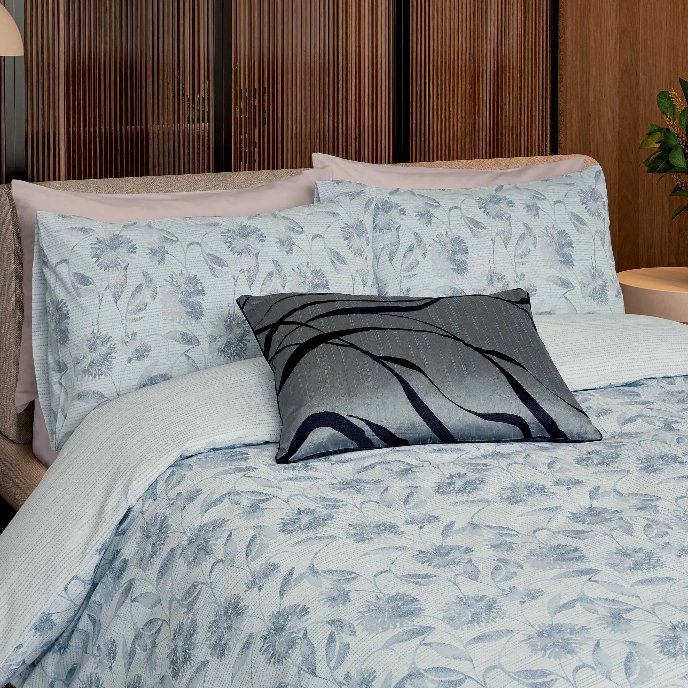 Nalu Surf Cushion with Embroidered Contour - Blue alternate view