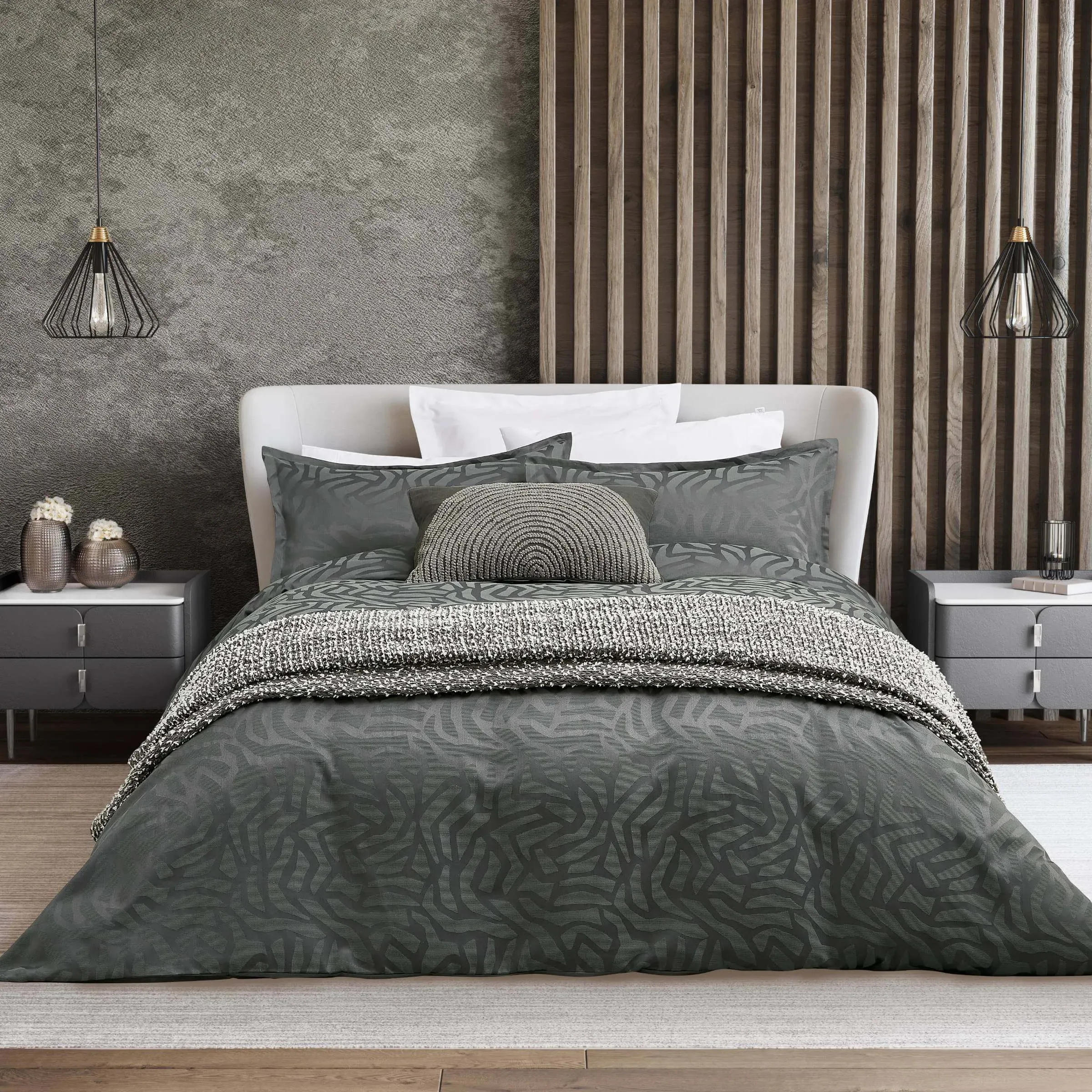 Single Duvet Cover Set - Charcoal, Cotton