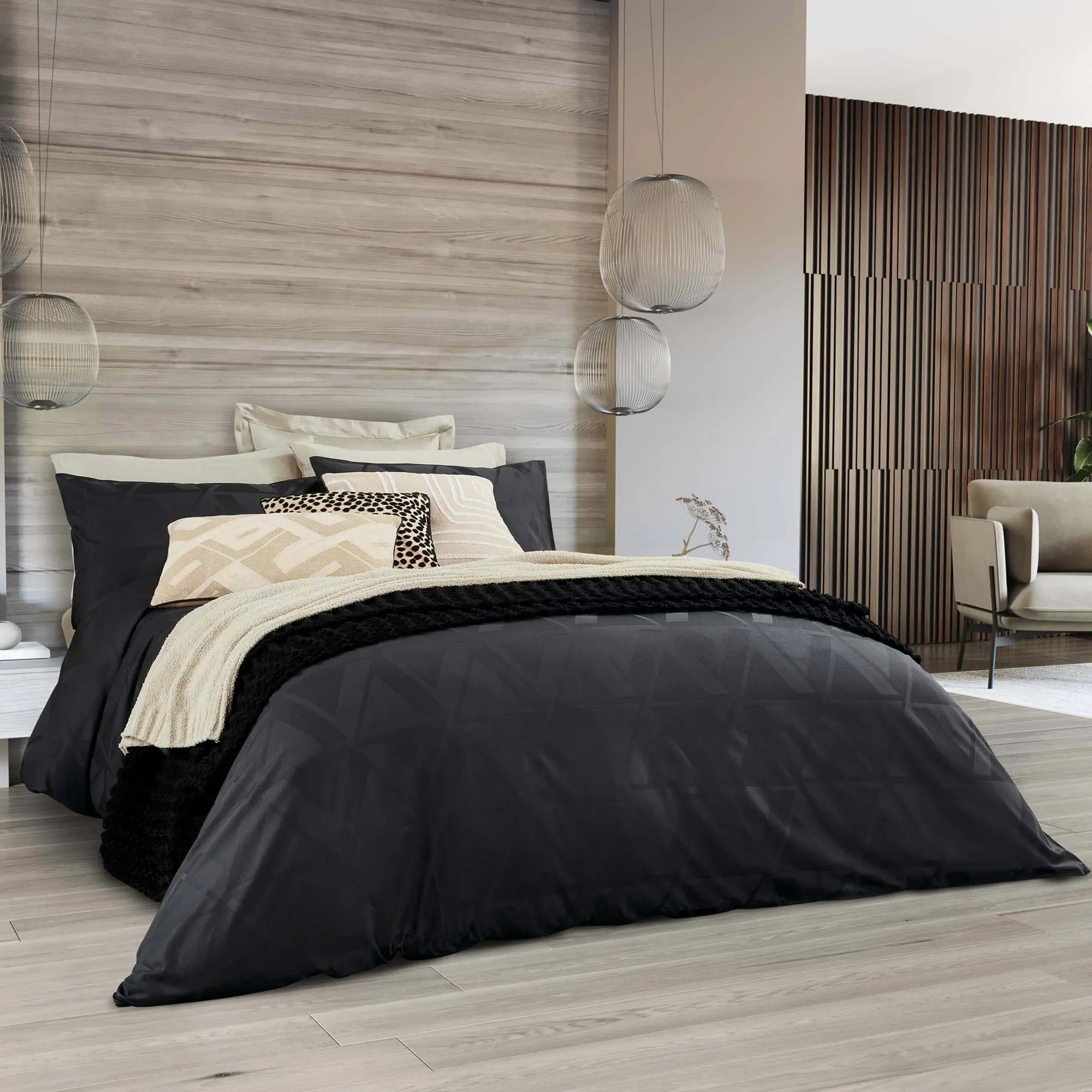 Super King Duvet Cover Set - Black, Cotton