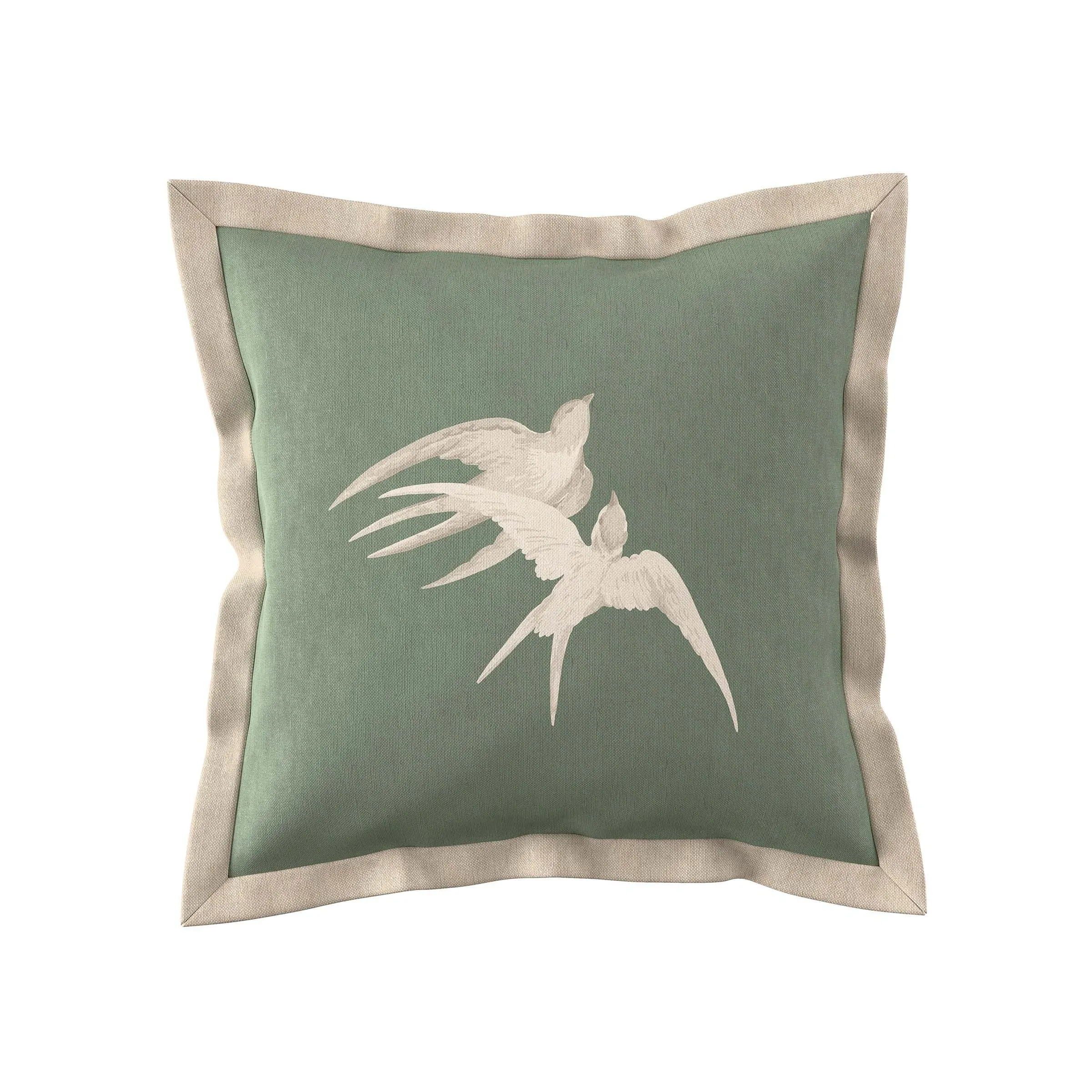 45cm Square Cushion with Flange - Green, Cotton image