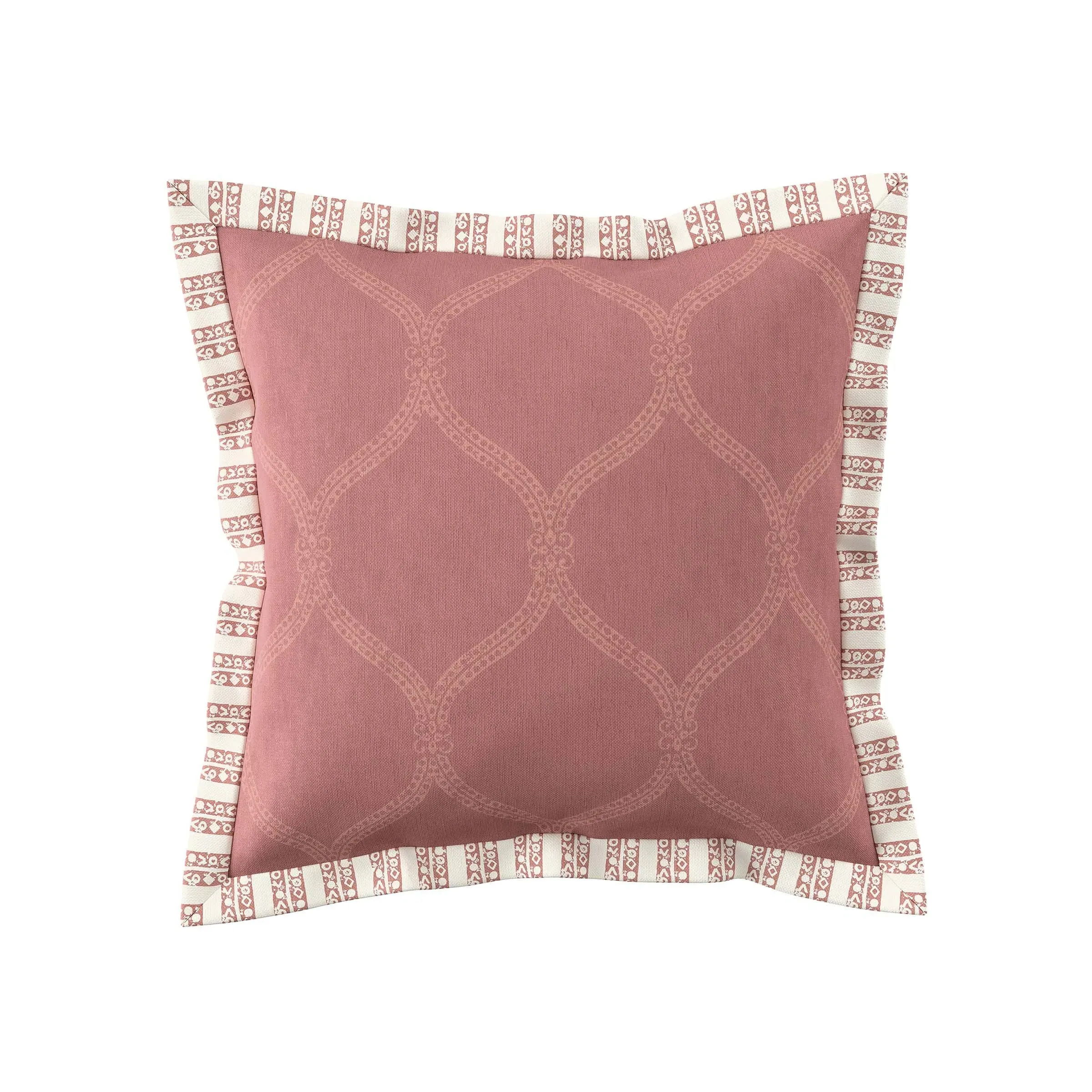 45cm Square Cushion with Flange - Pink, Cotton image
