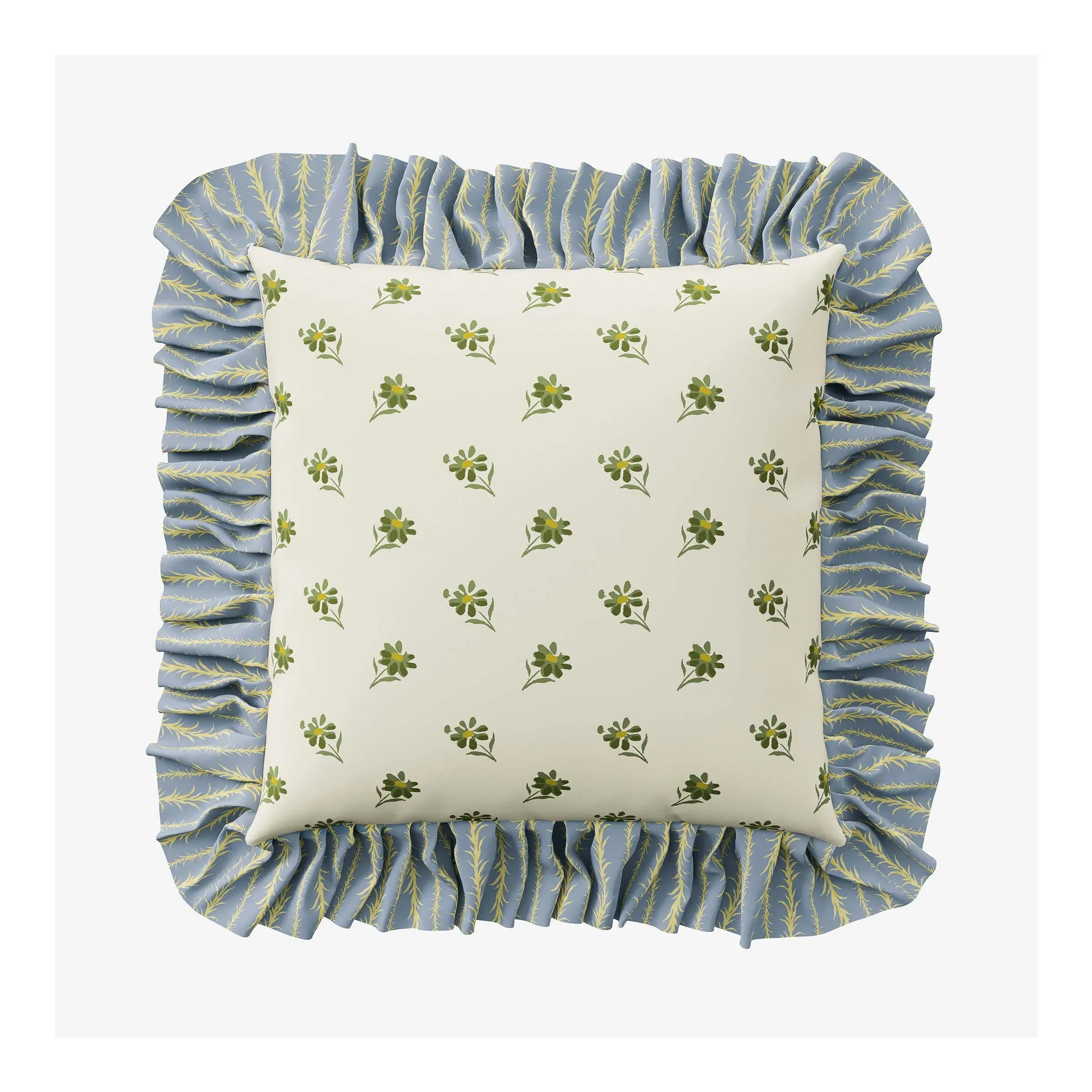 45cm Square Cushion with Ruffle Trim - Multi image