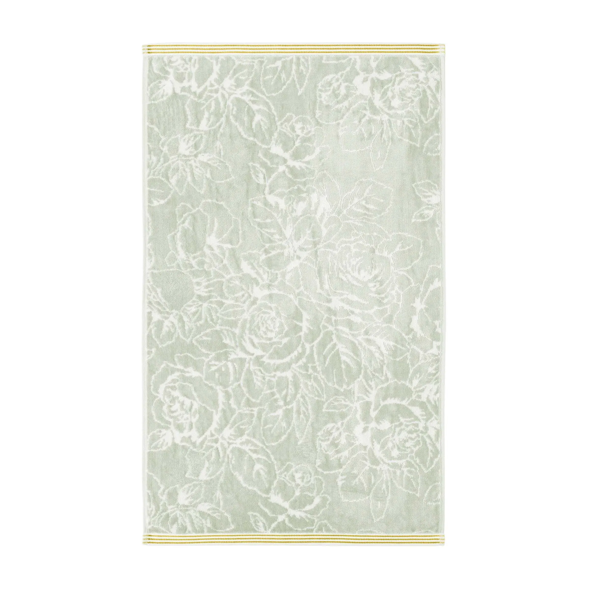 Bath Towel with Floral Motif - Silver, Cotton