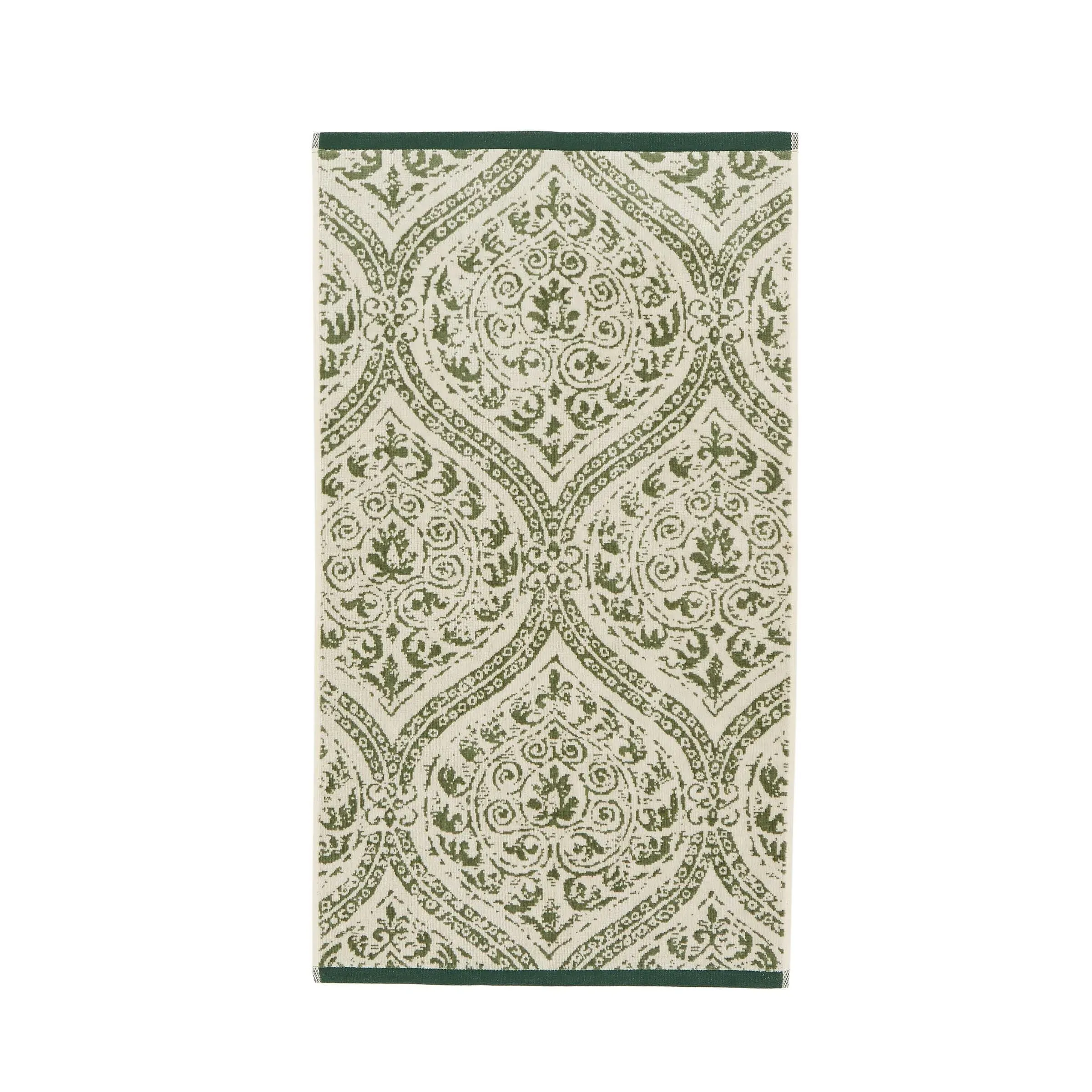 Bath Towel with Ogee Pattern - Green, Cotton