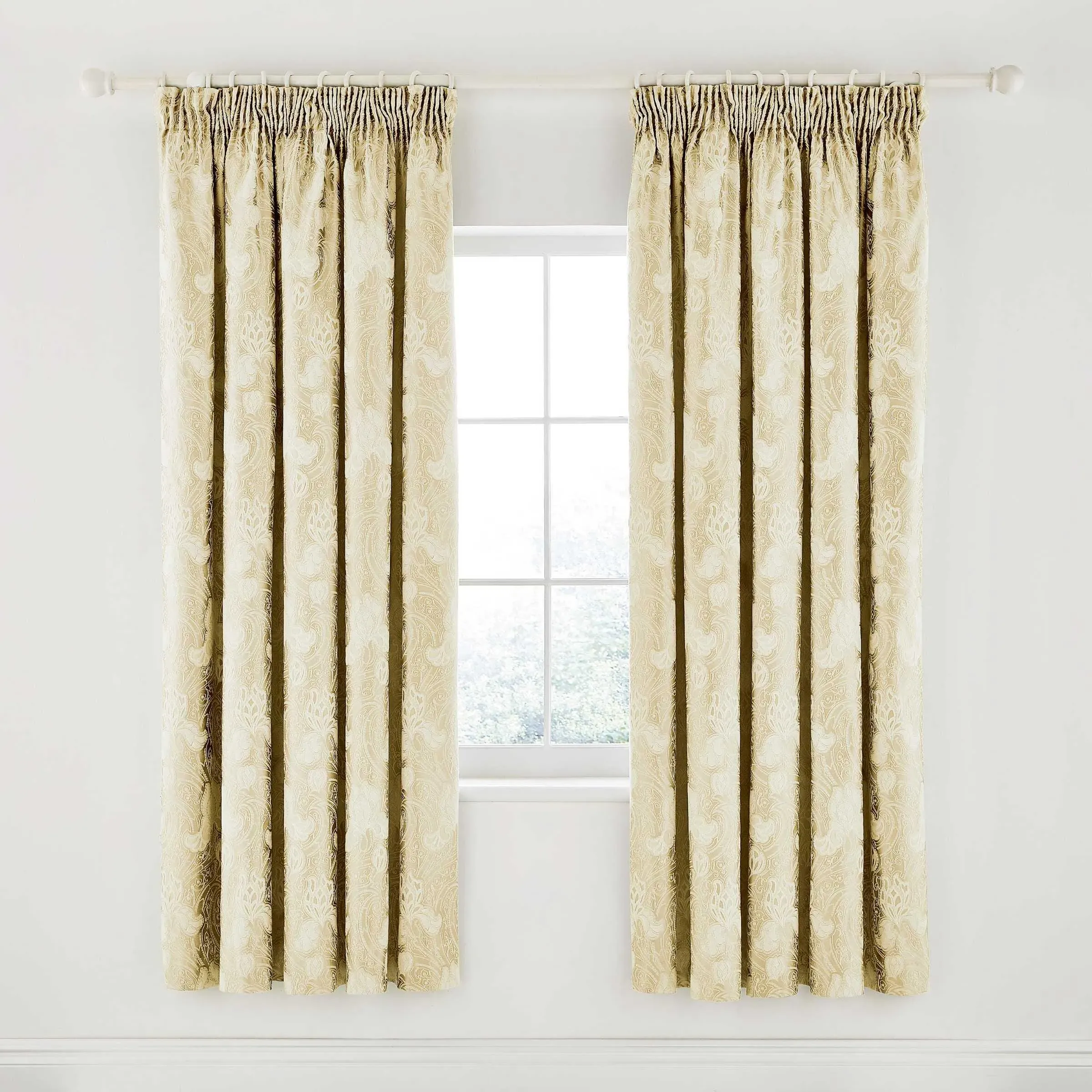 Curtains with Arts & Crafts Pattern - Soft Gold image