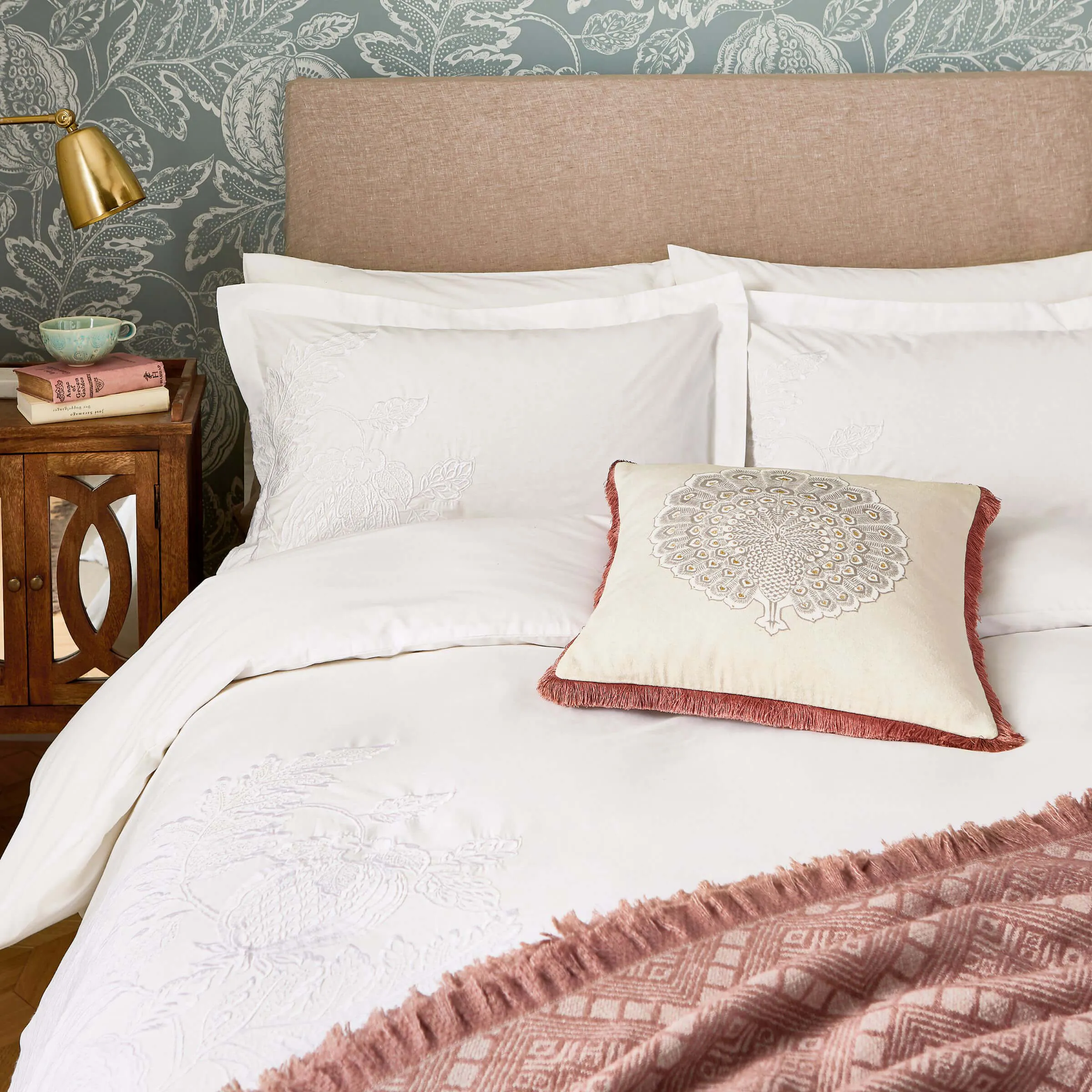 Double Duvet Cover Embroidered - Ivory, Cotton image