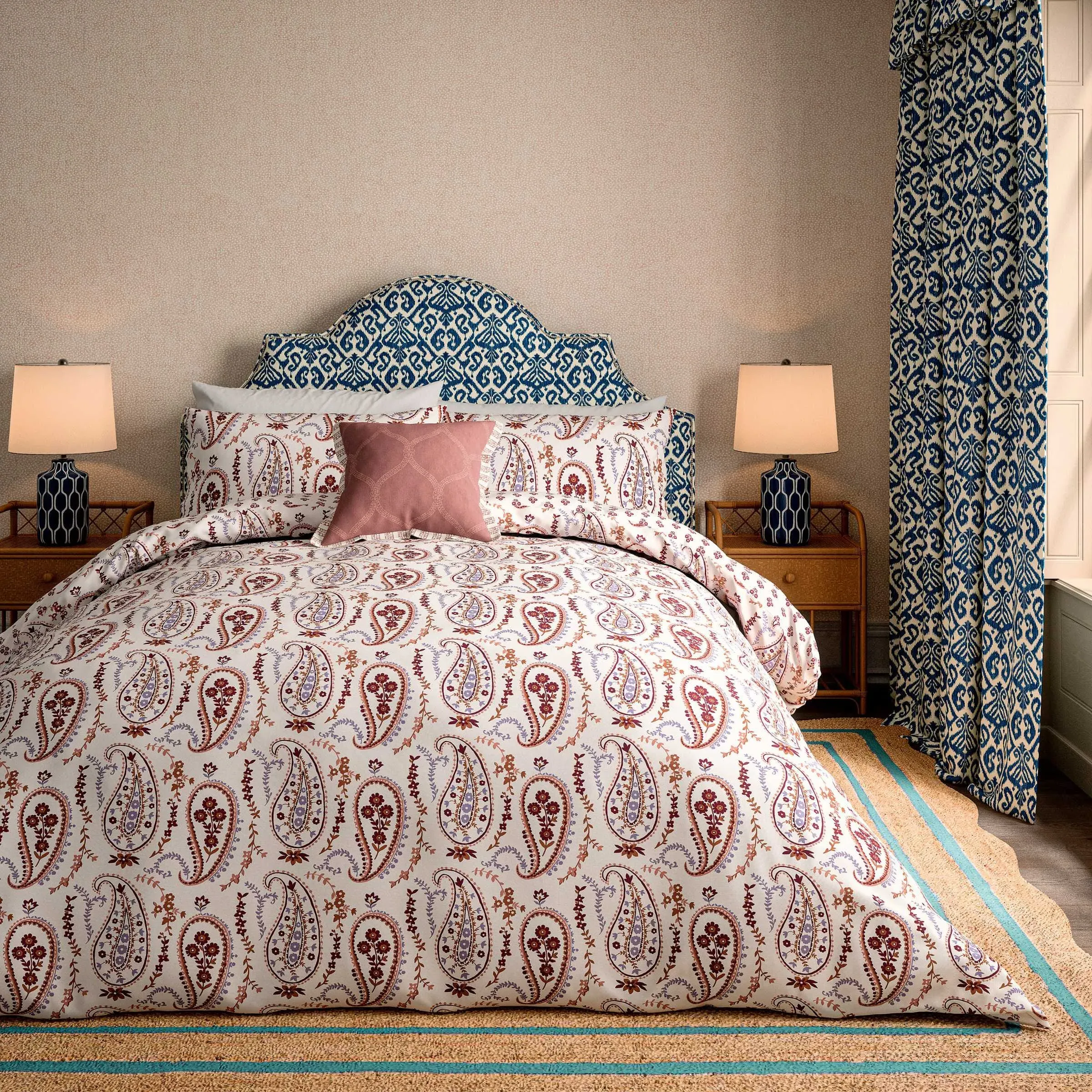 Double Duvet Cover Set - Pink, Cotton