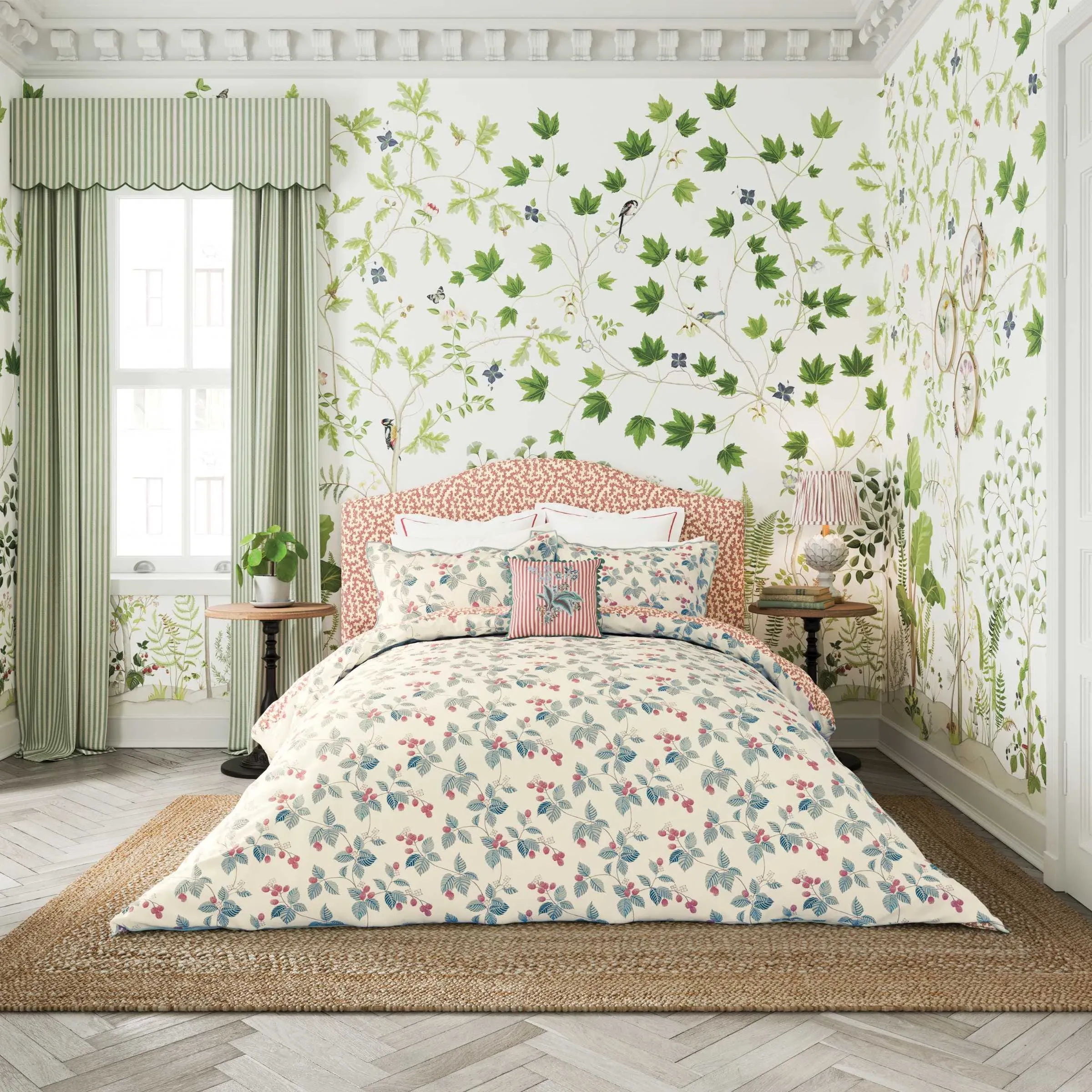 Double Duvet Cover Set with Piping - Raspberry