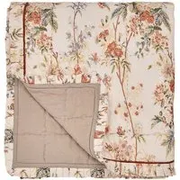 Quilted Throw with Floral Print - Carmine