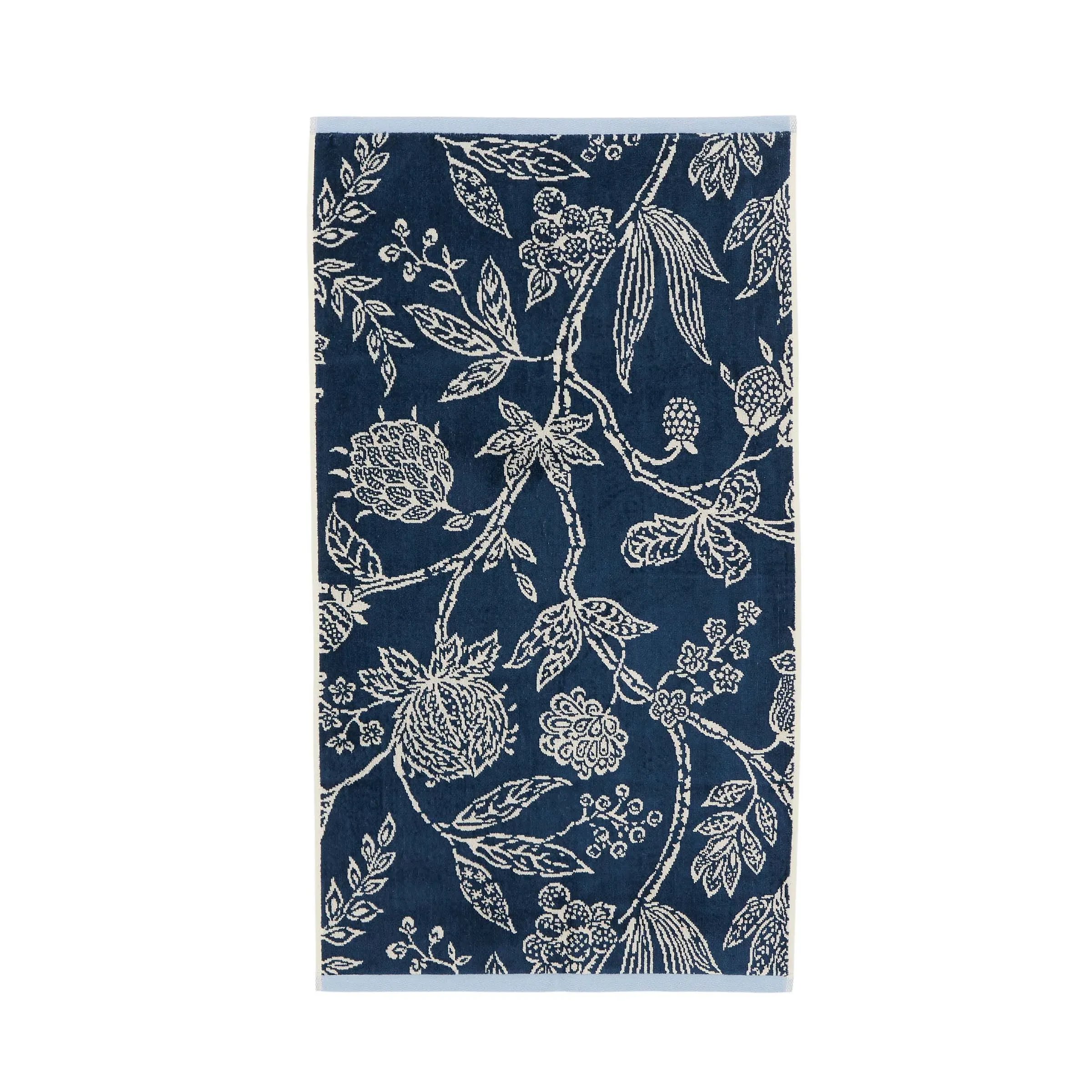 Hand Towel with Block Print - Blue, Cotton image