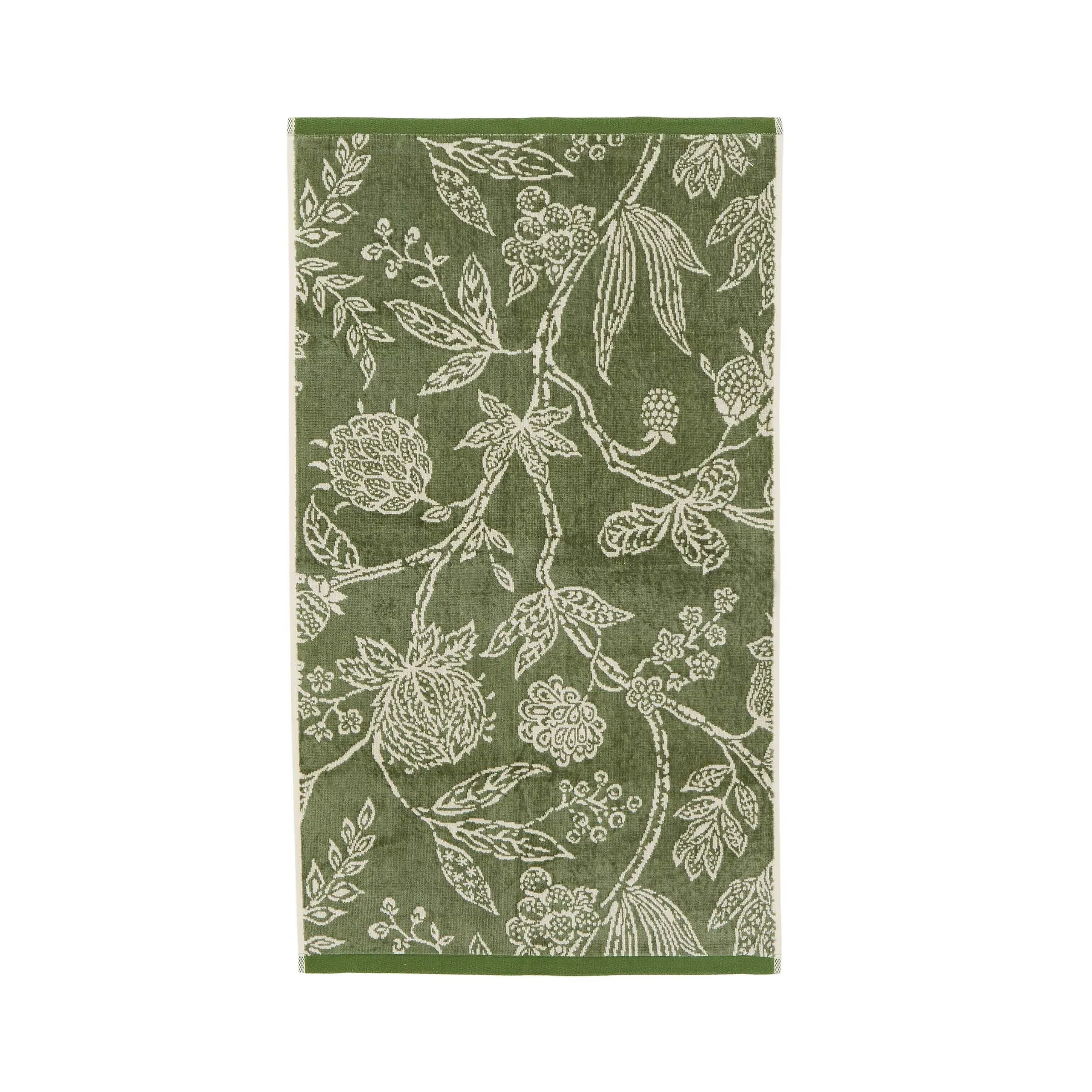Hand Towel with Block Print - Green, Cotton