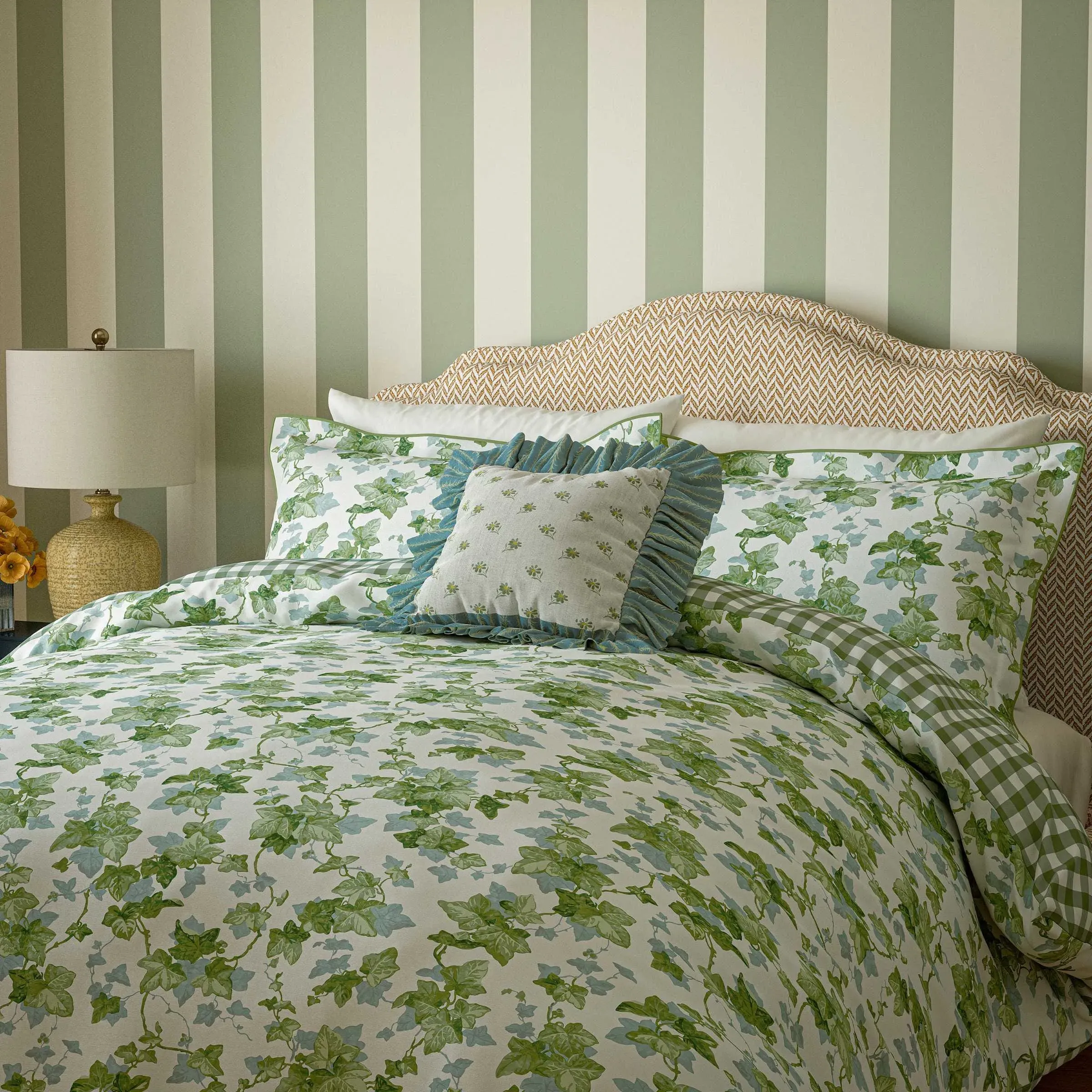 Hedra Single Duvet Cover Set - Botanical Green, Cotton Sateen alternate view