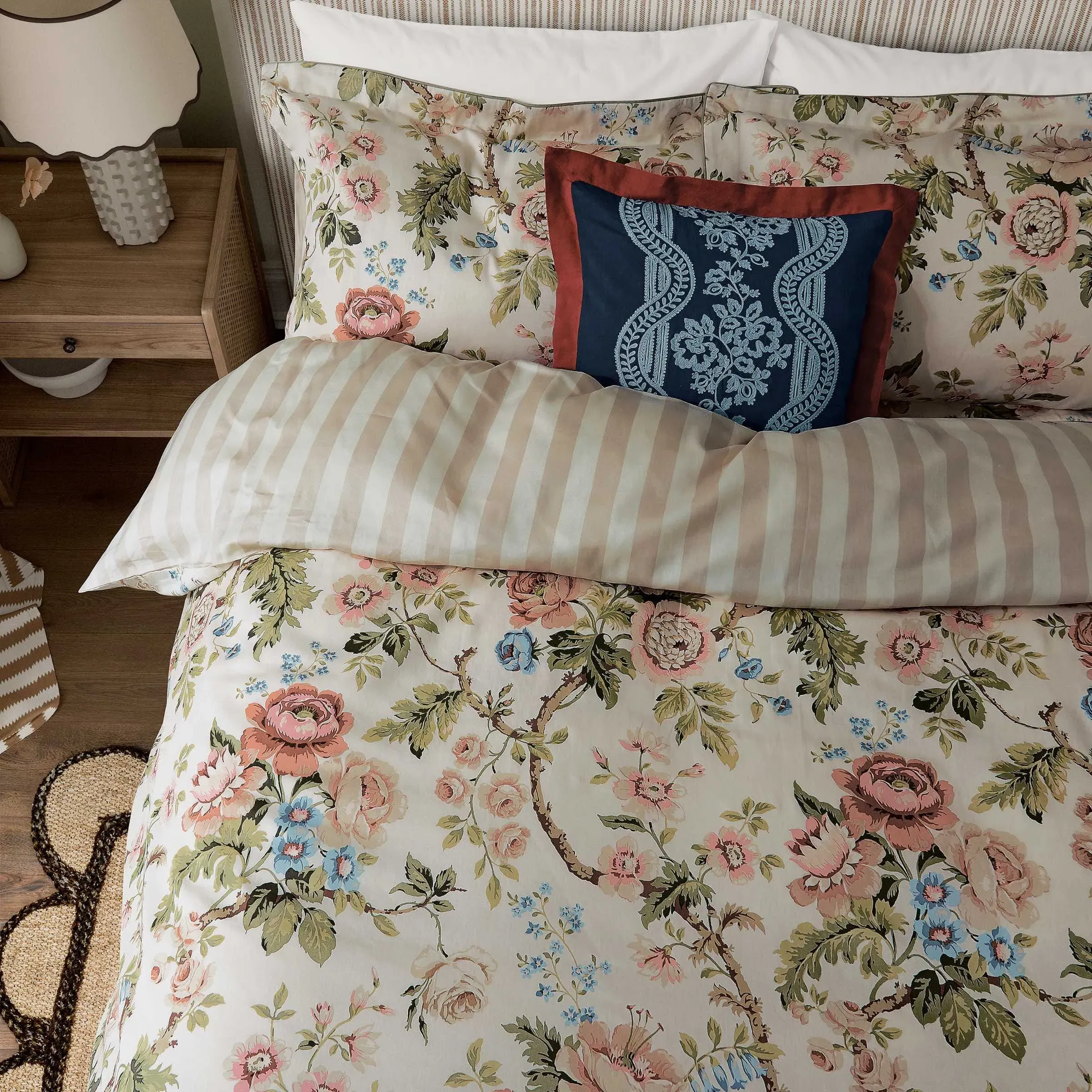 Hykenham Single Duvet Cover Set - Rose & Sage, Cotton Sateen product