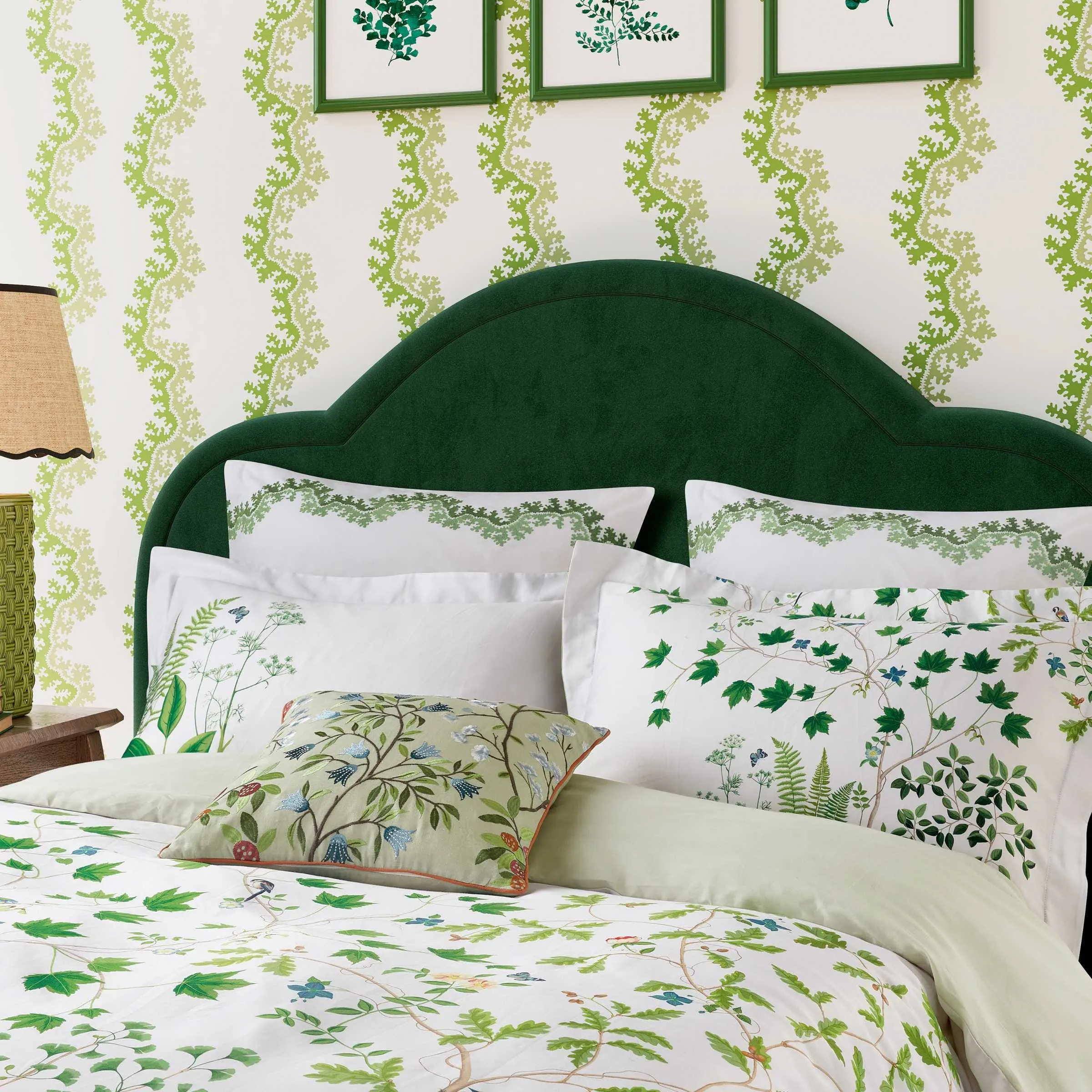 King Size Duvet Cover Set - Green, Cotton Sateen