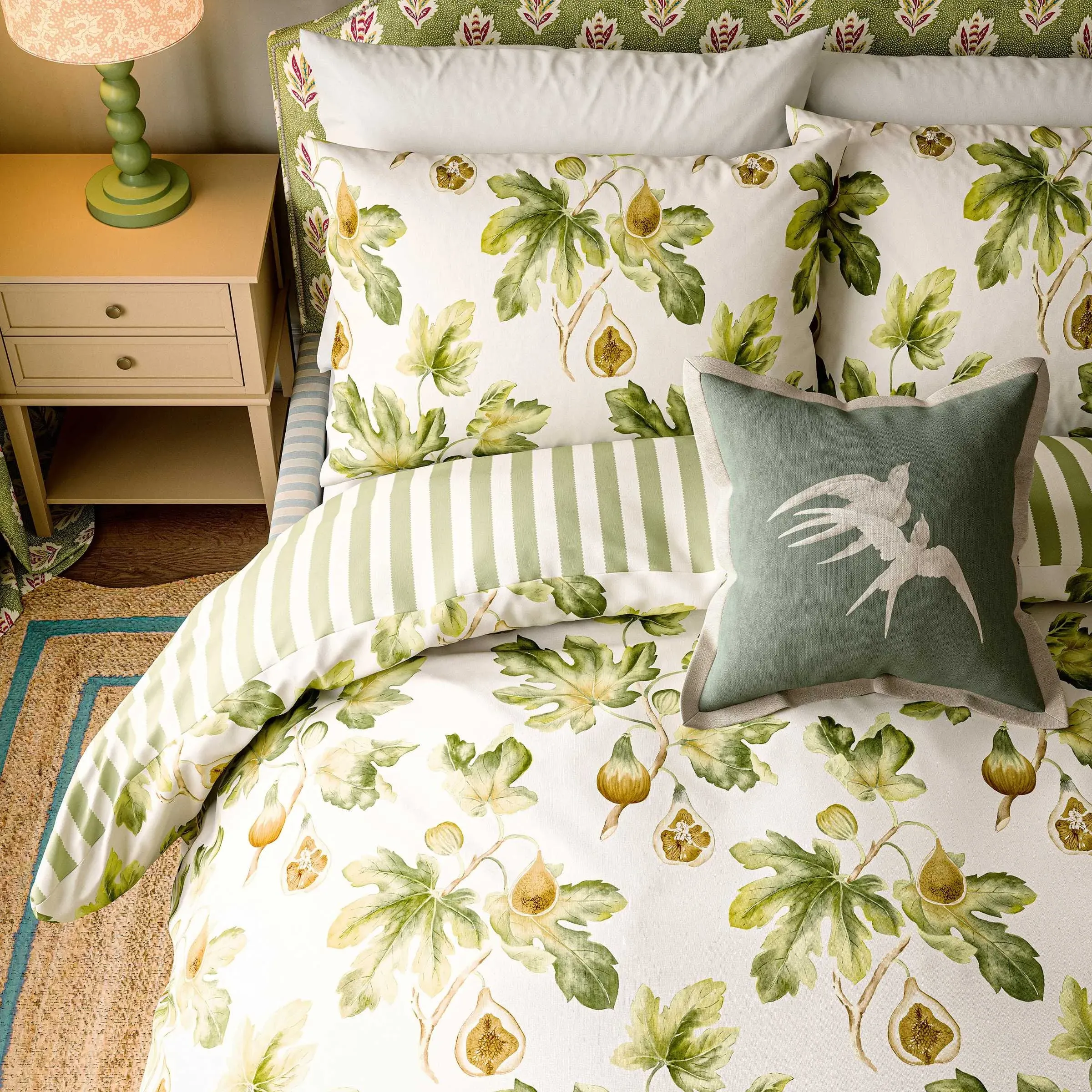 King Size Duvet Cover Set - Green, Cotton